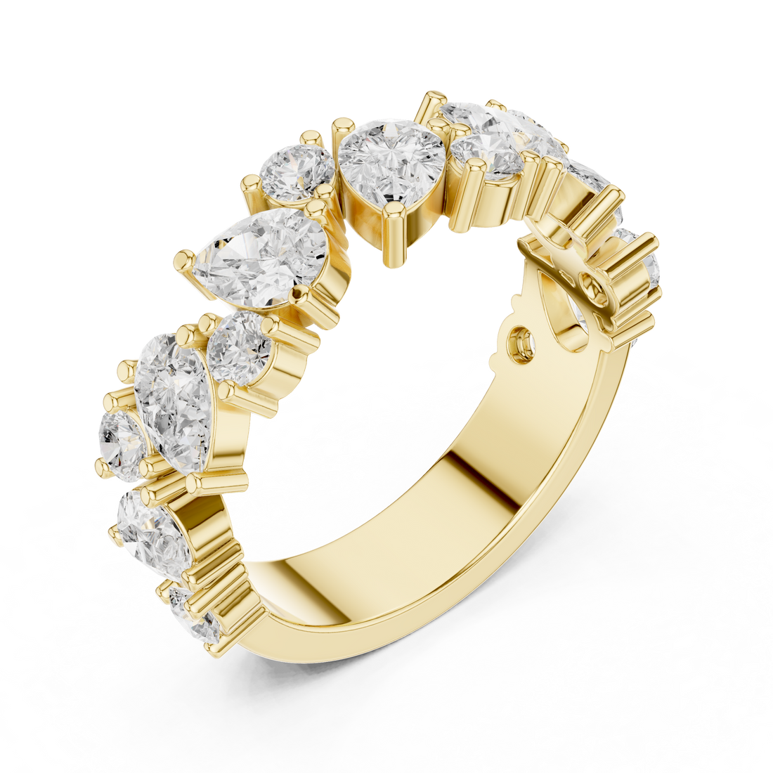 Cocktail ring with large colorful gemstone.
