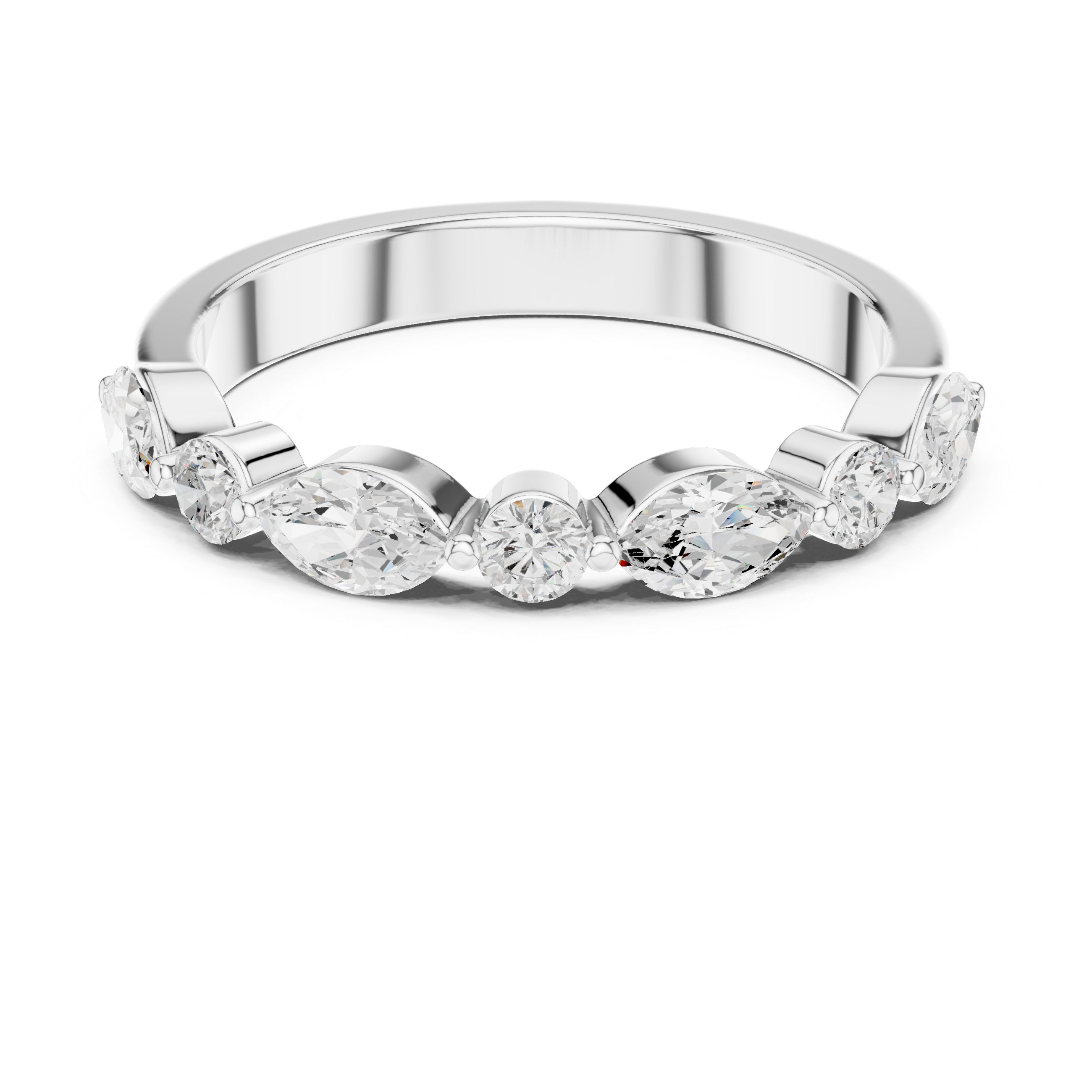 Minimalist silver band ring with smooth polished finish.