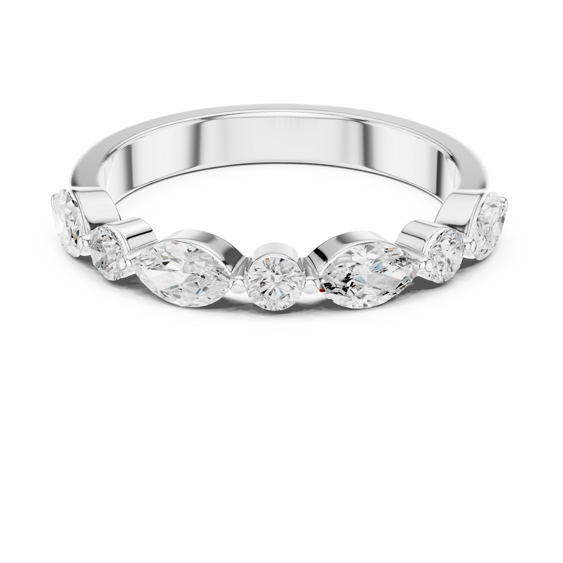 Minimalist silver band ring with smooth polished finish.