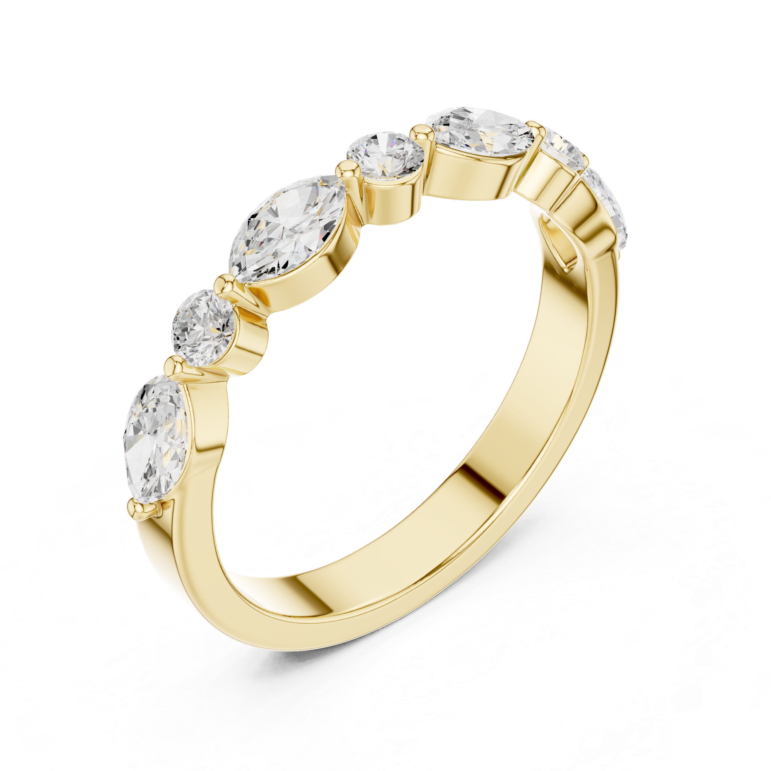Princess-cut diamond ring with slim gold band.