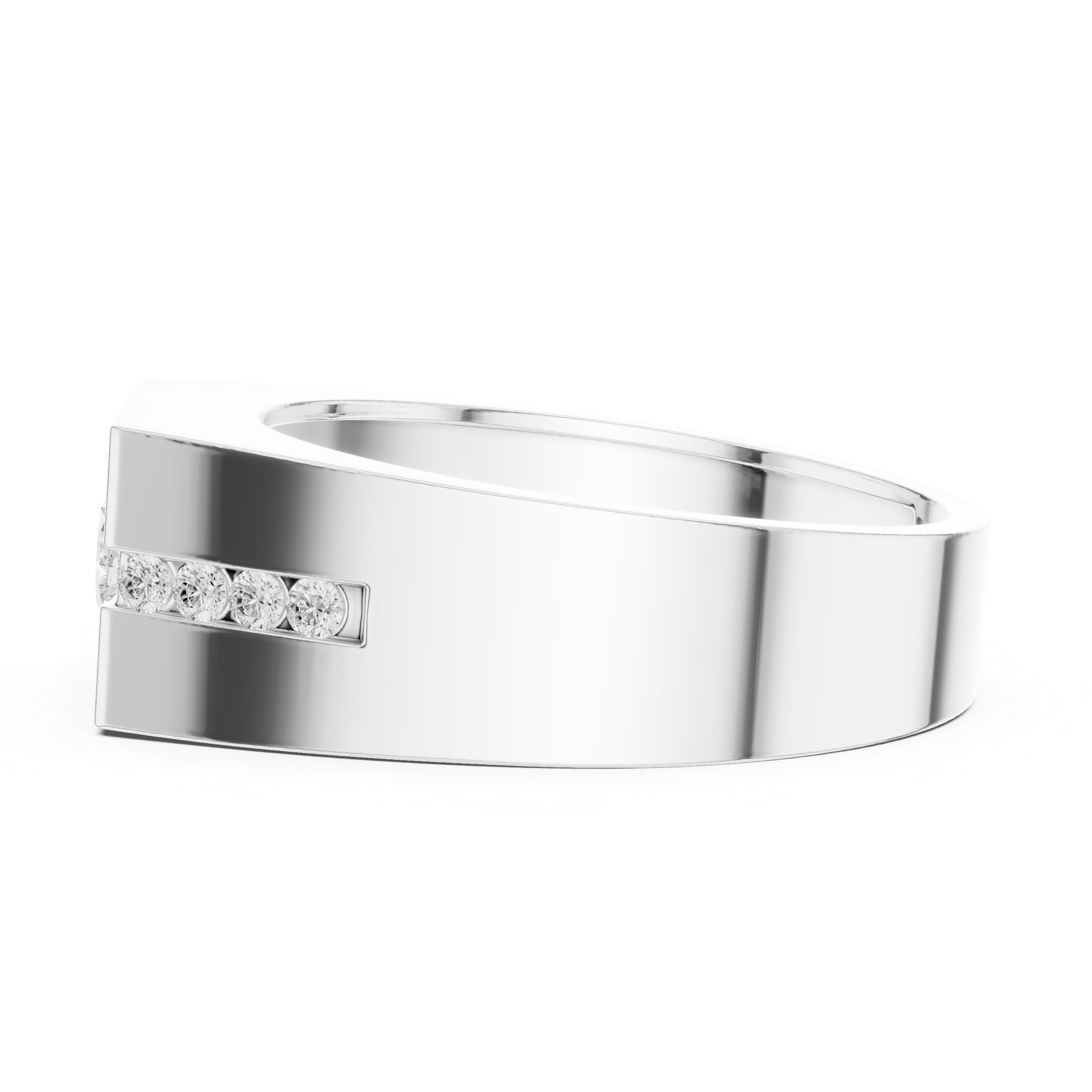 Men's diamond ring with bold design.