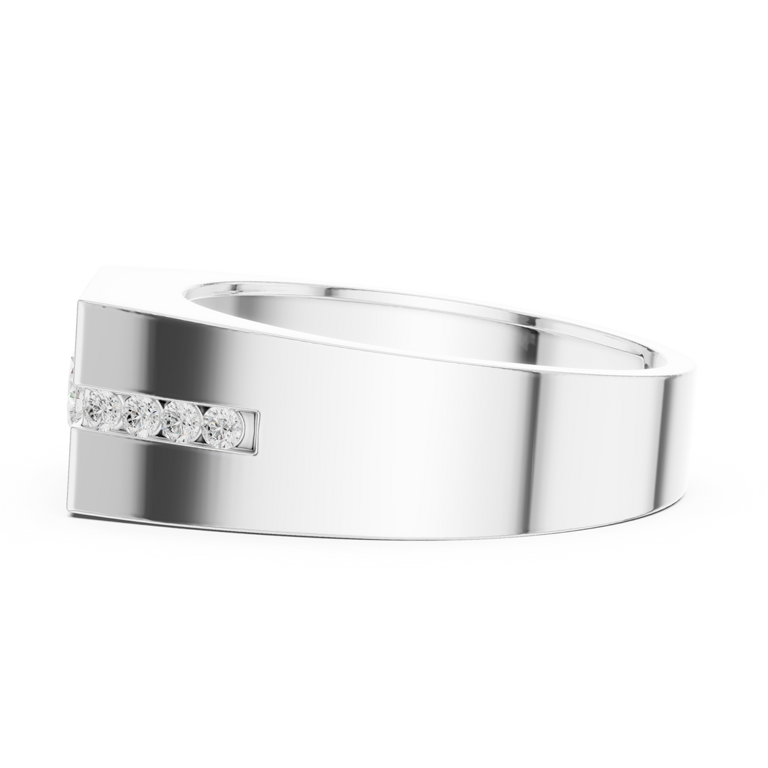 Men's diamond ring with bold design.
