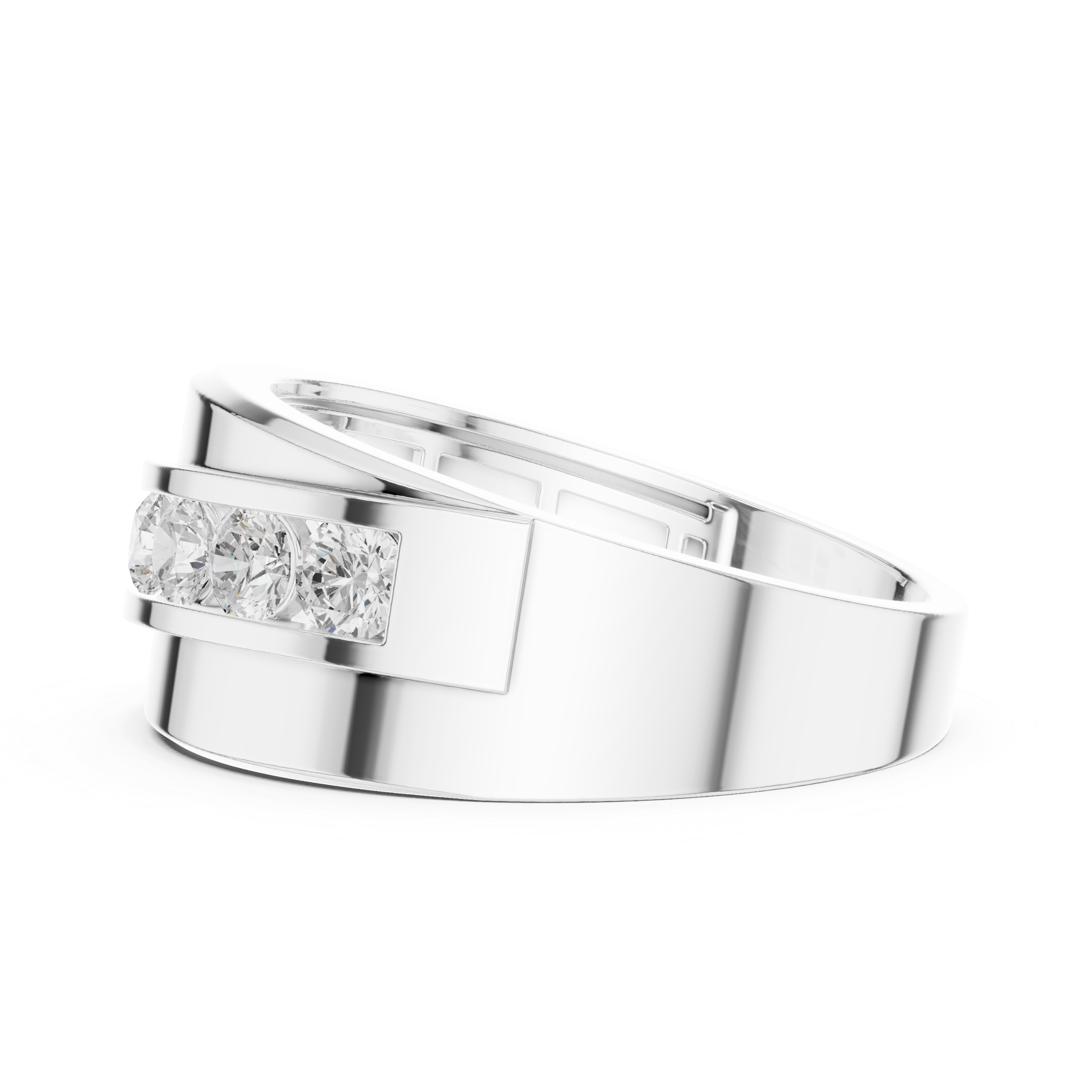 Classic Round Brilliant Diamond Channel-Set Wide Band Ring