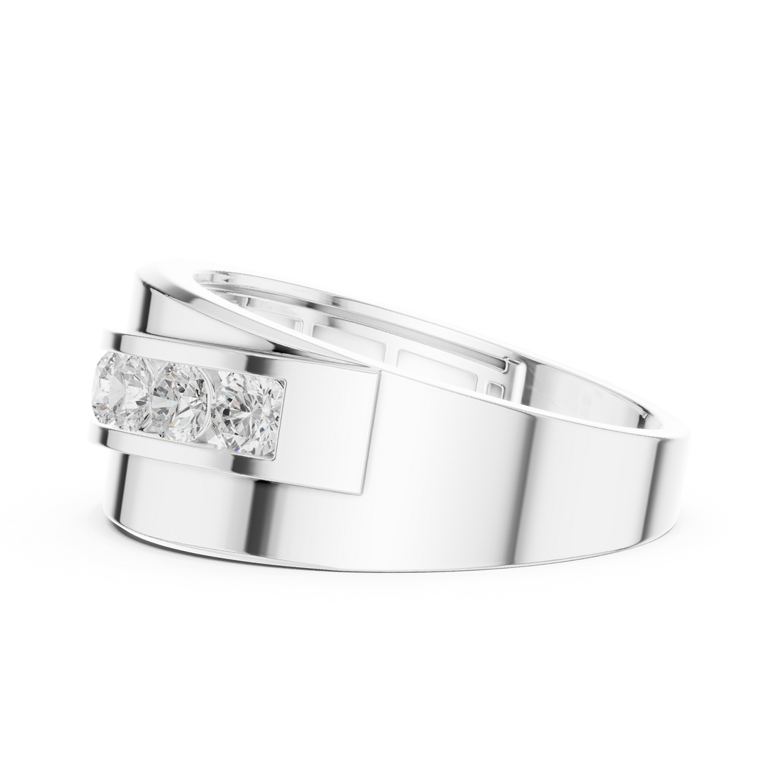 Classic Round Brilliant Diamond Channel-Set Wide Band Ring