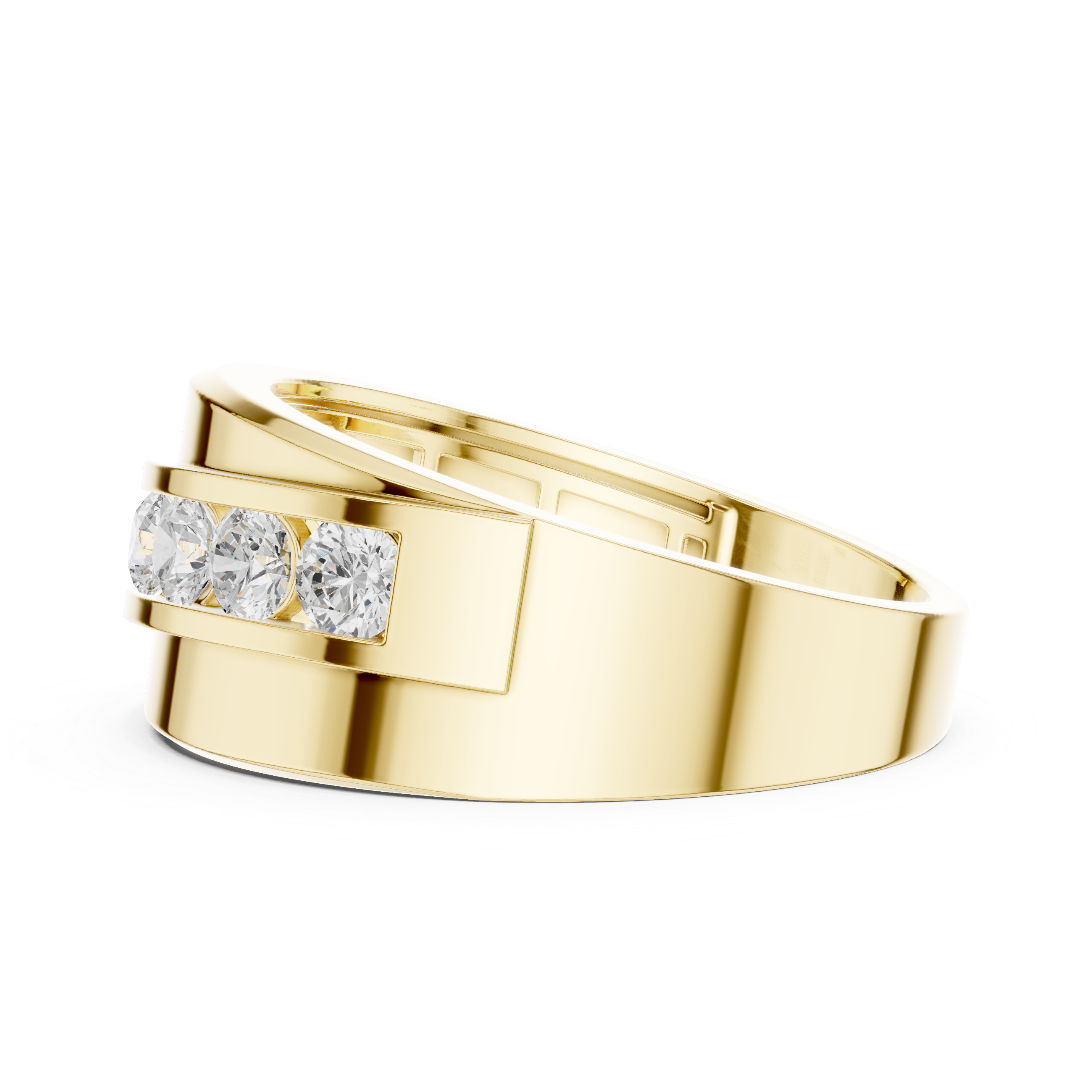 Classic Round Brilliant Diamond Channel-Set Wide Band Ring