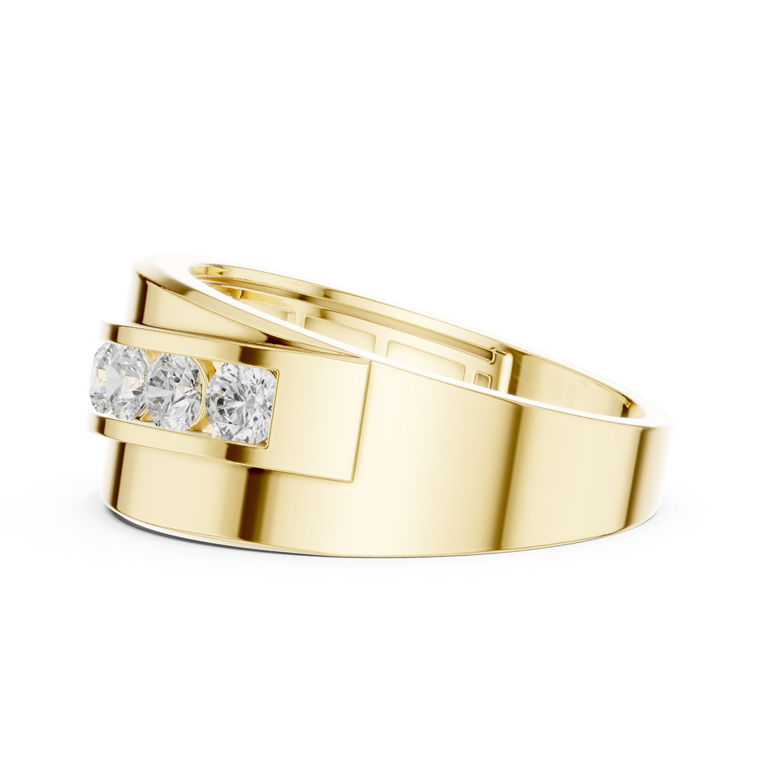 Classic Round Brilliant Diamond Channel-Set Wide Band Ring