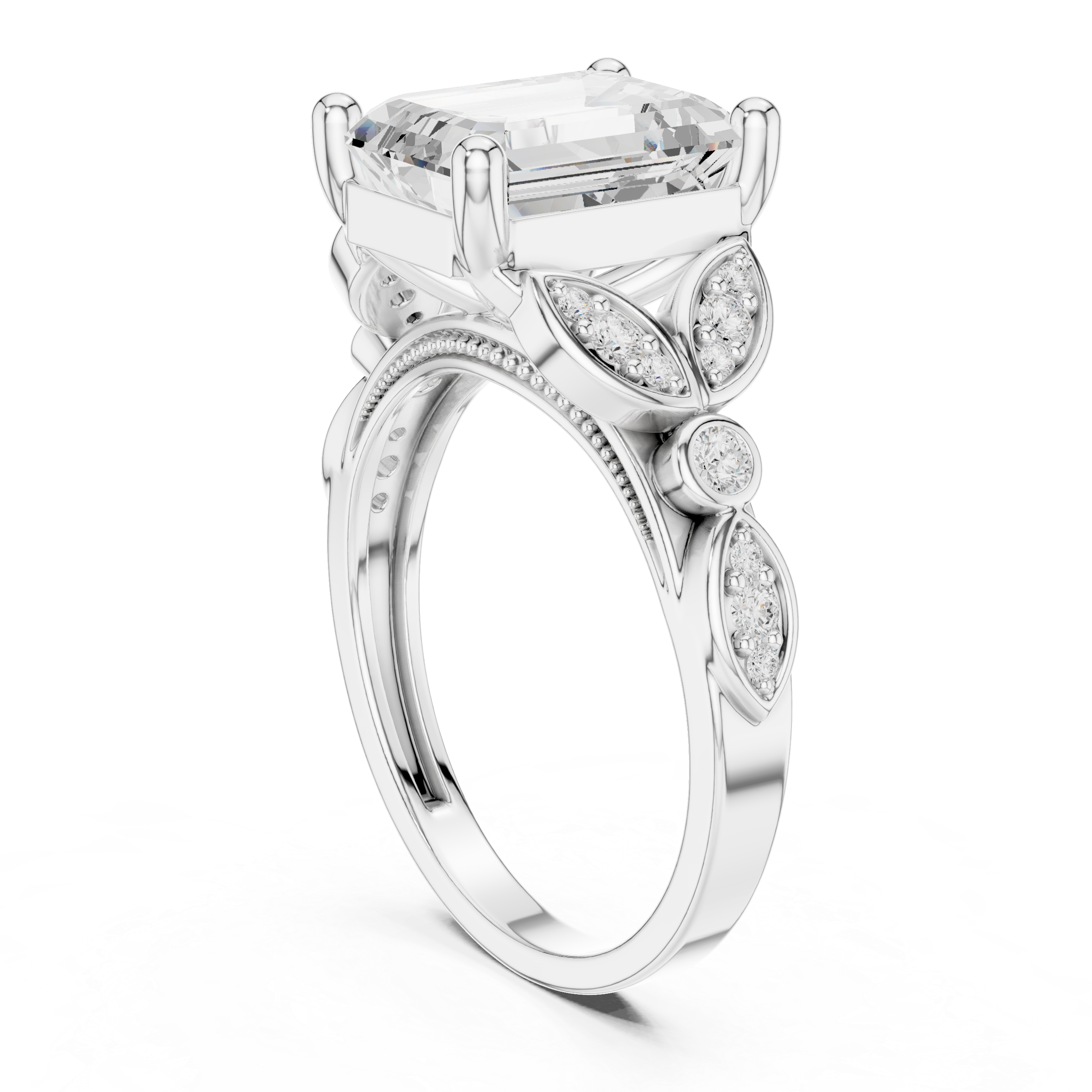 Classic Round Brilliant Diamond Channel-Set Wide Band Ring