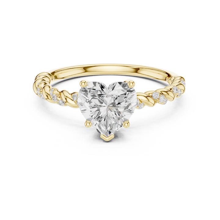Heart Cut Center Diamond with Twisted Side Stone Band Ring