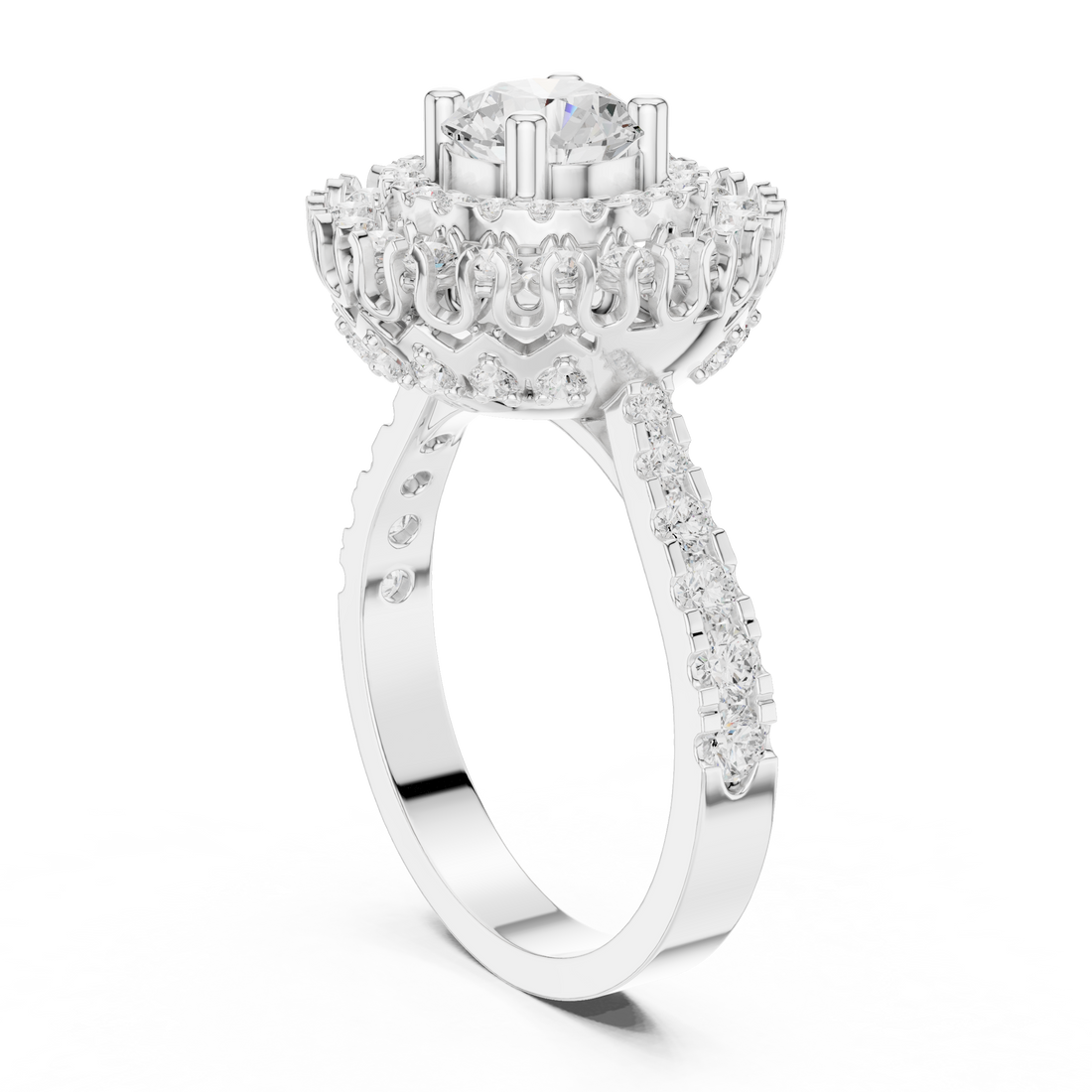 Classic pear-cut diamond engagement ring in gold.