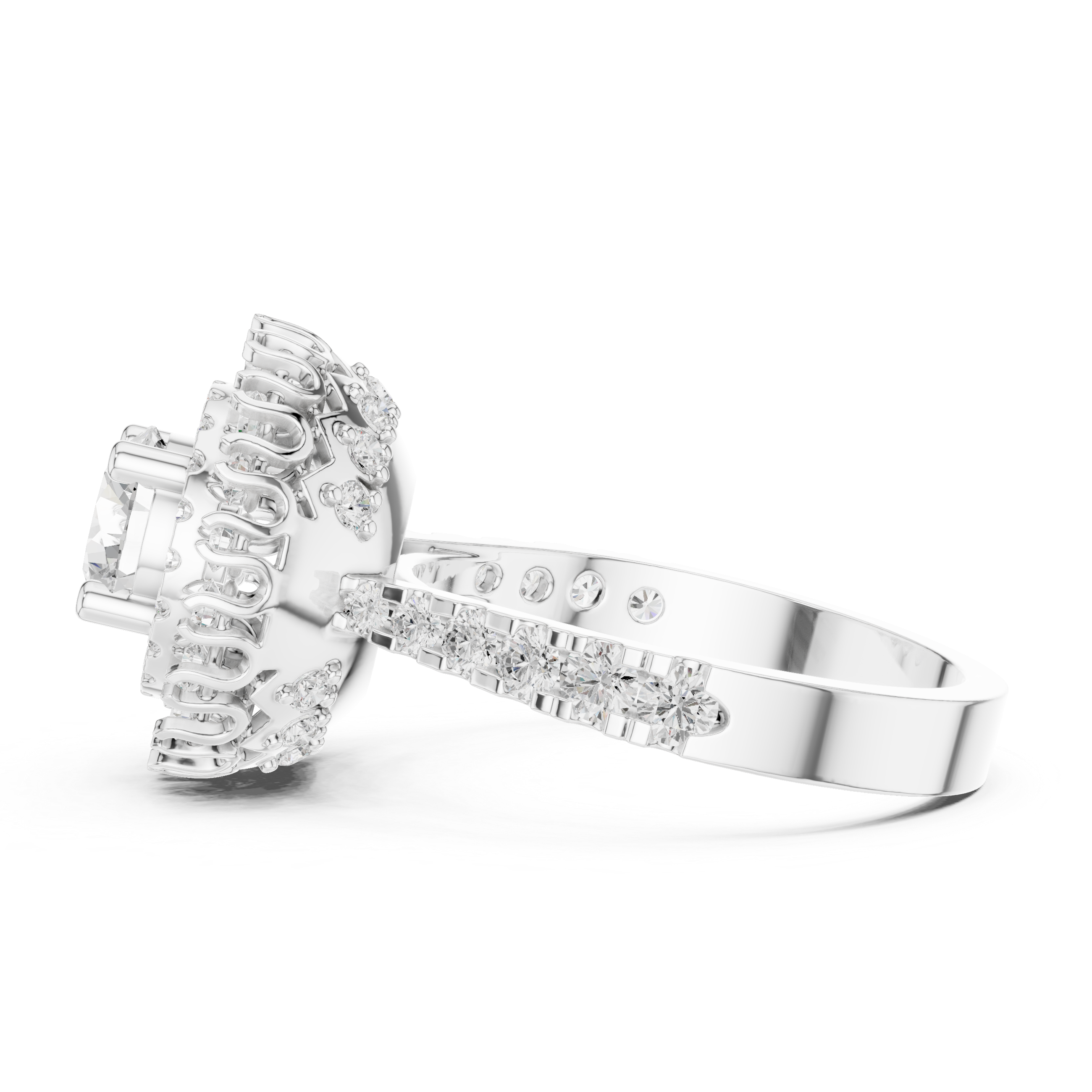 White gold solitaire ring with modern finish.