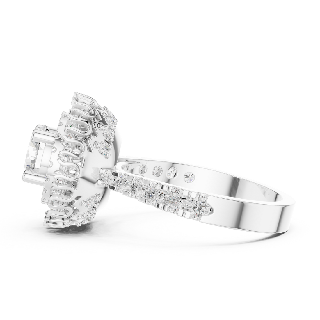 White gold solitaire ring with modern finish.