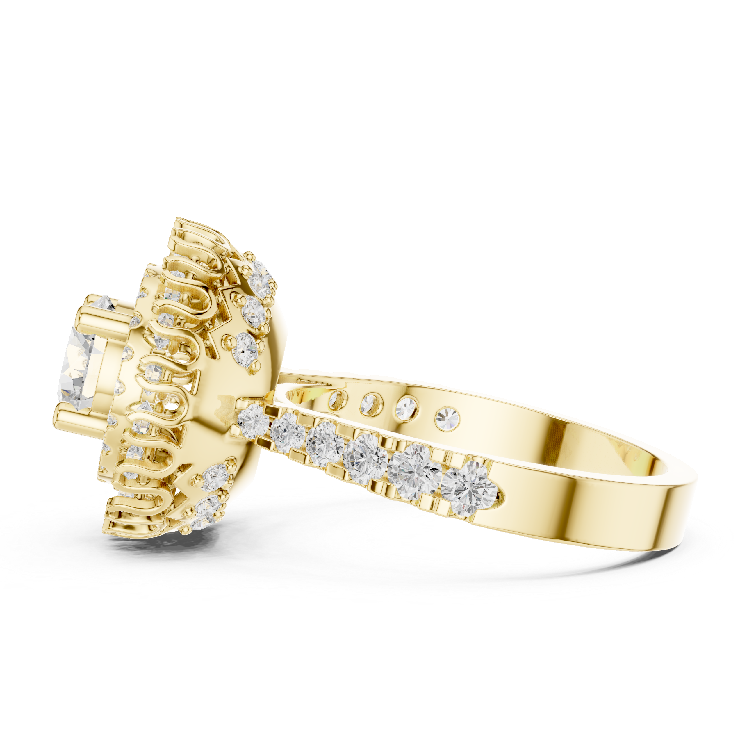 Cluster diamond ring with bright center sparkle.