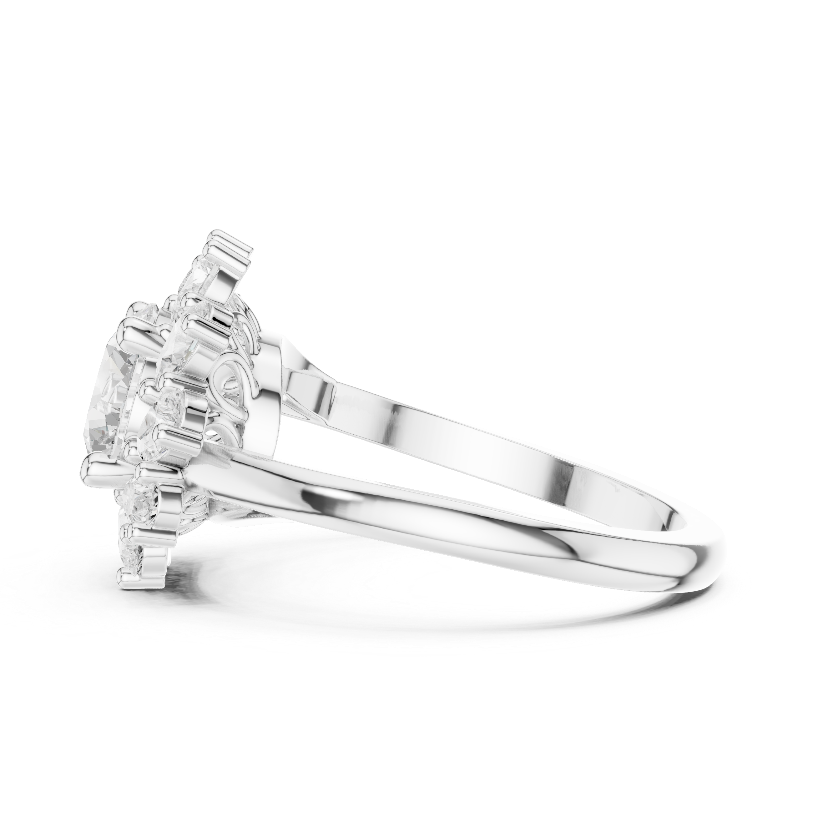 Floral toe ring with engraved detailing.