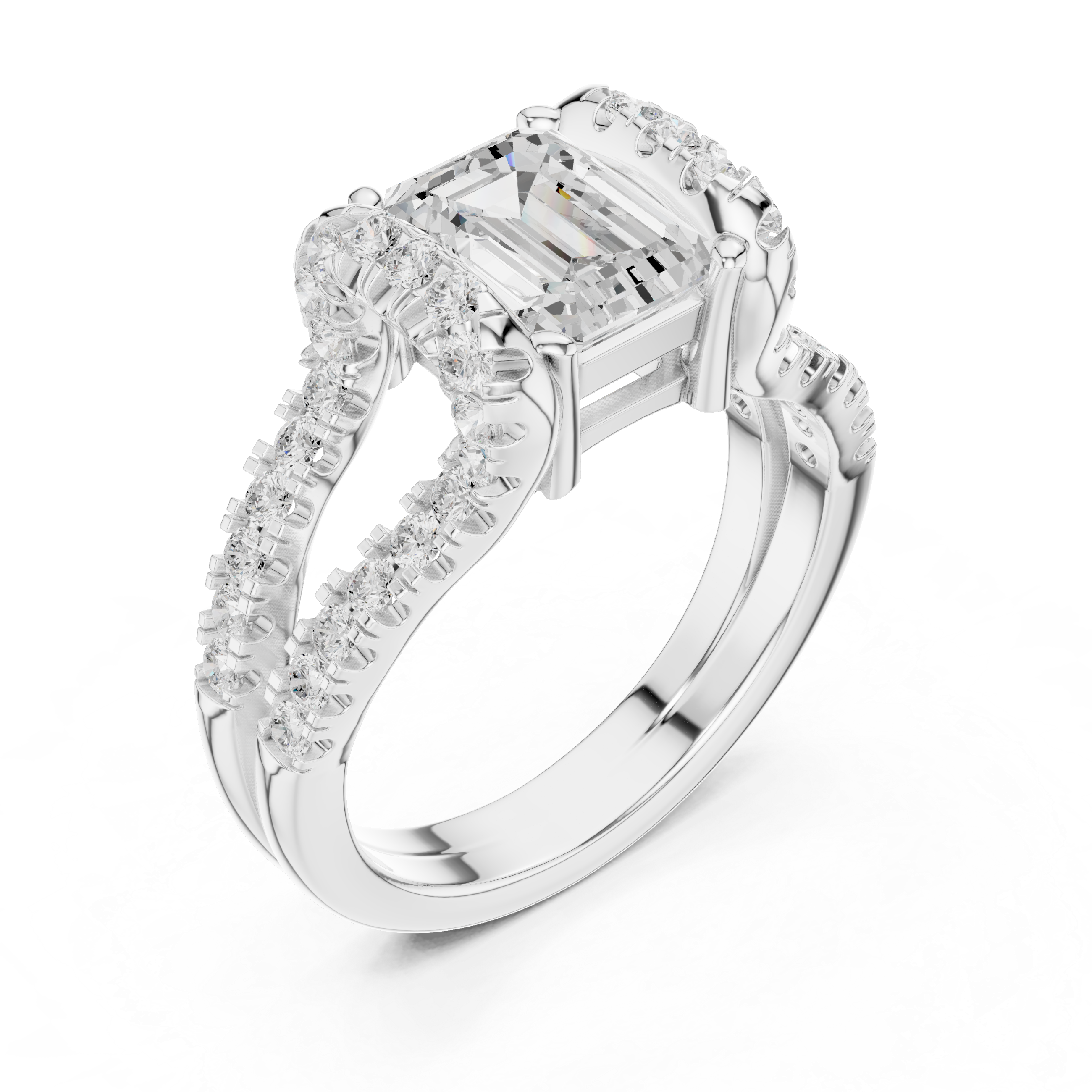 Stackable rings set with thin polished bands.