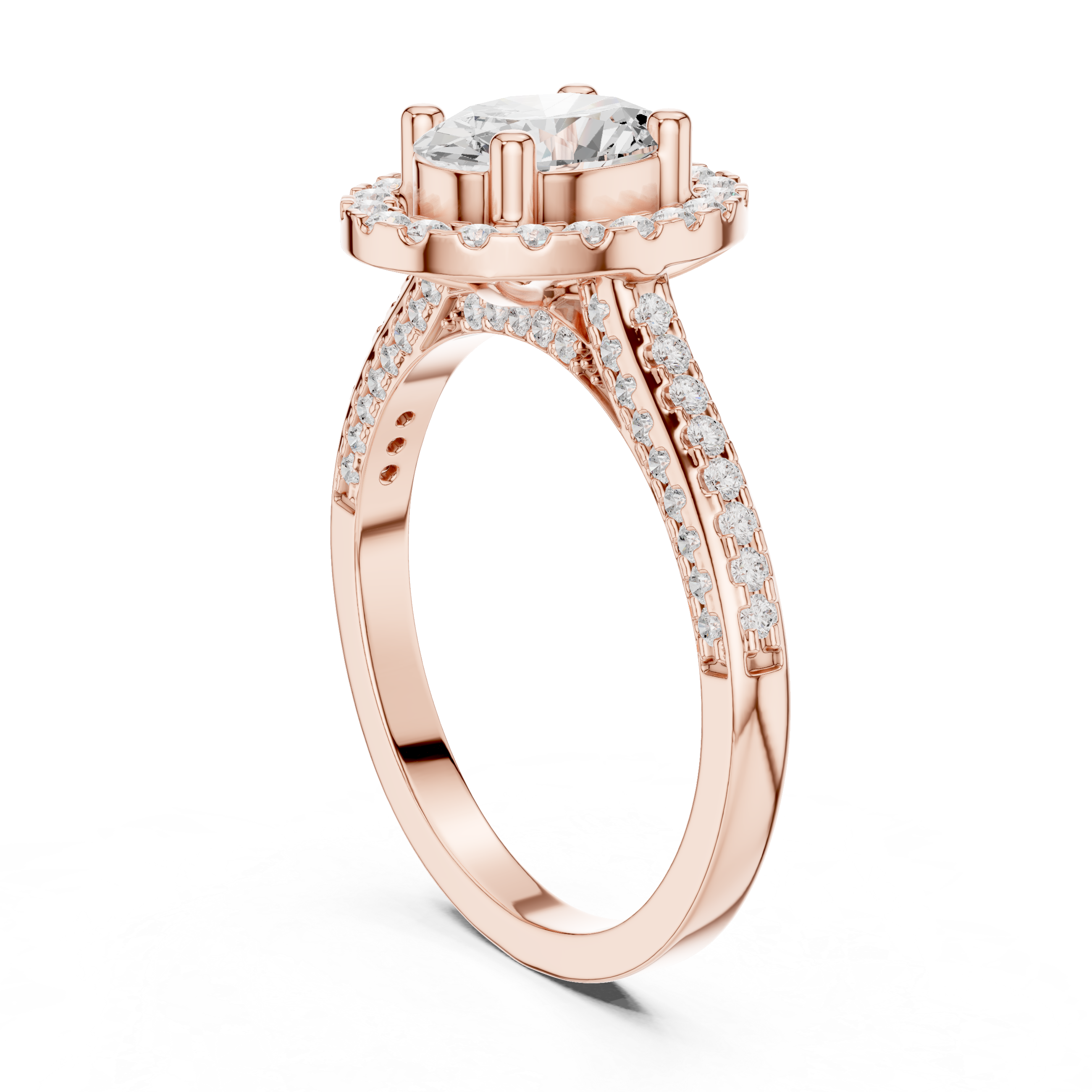 Diamond gemstone ring with sleek polished band.