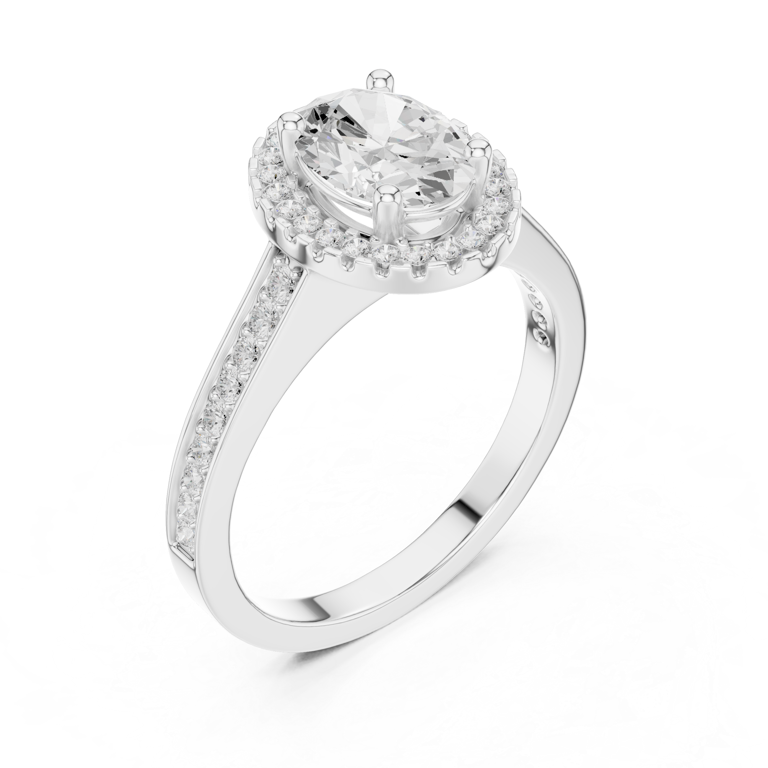 Diamond halo earrings with bright sparkle.