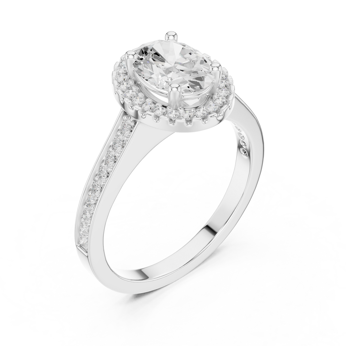 Diamond halo earrings with bright sparkle.