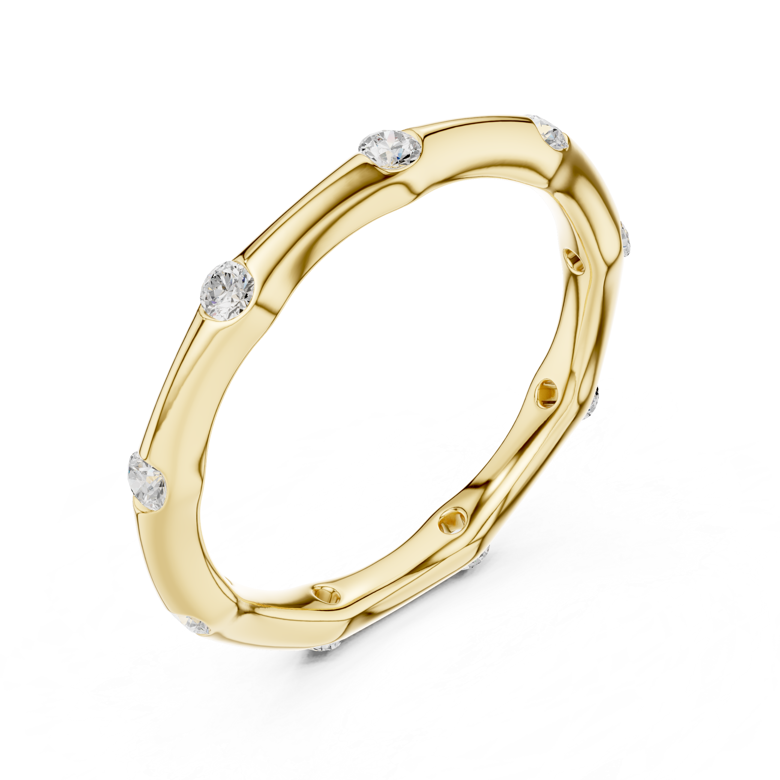 Diamond hoop earrings with polished finish.