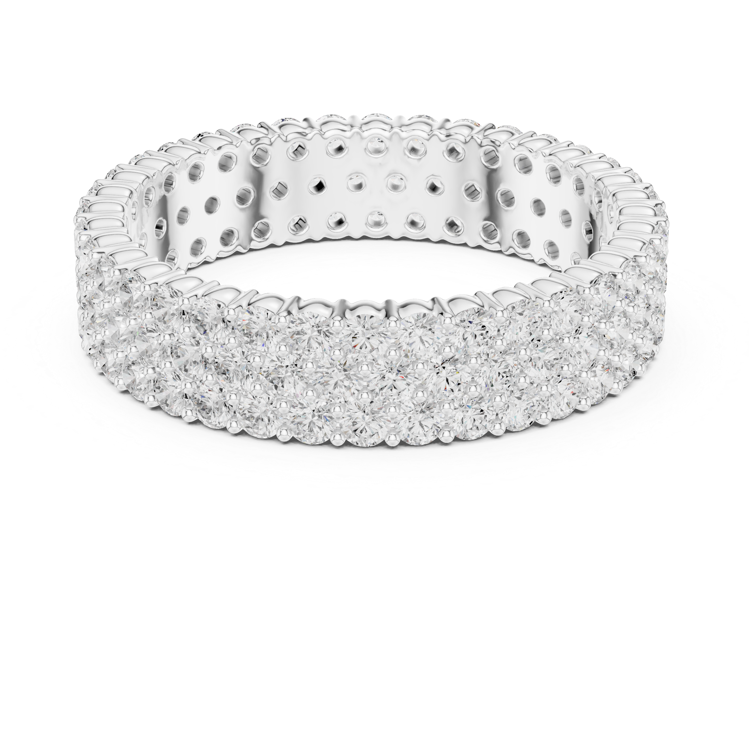Twisted band diamond ring with modern design.