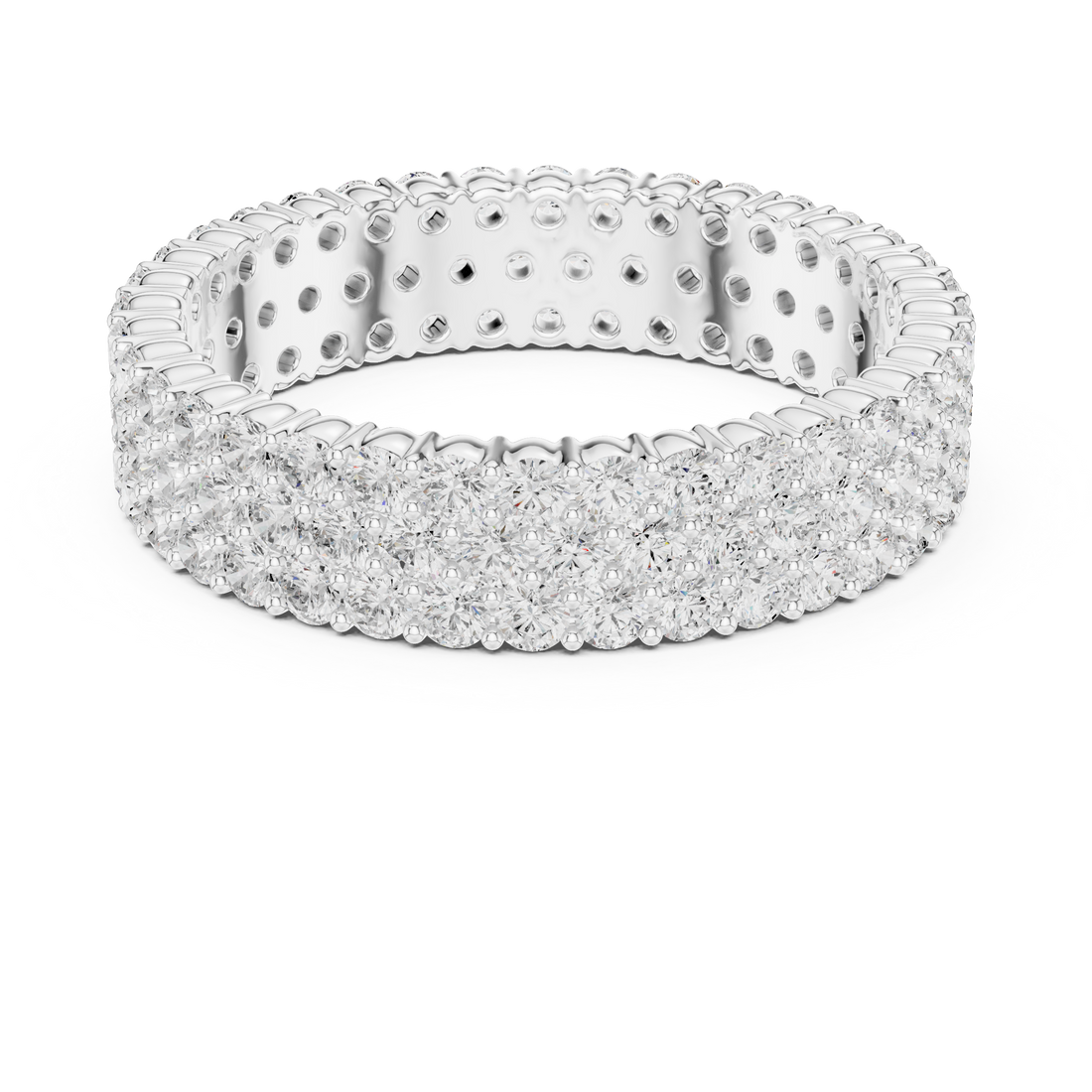 Twisted band diamond ring with modern design.