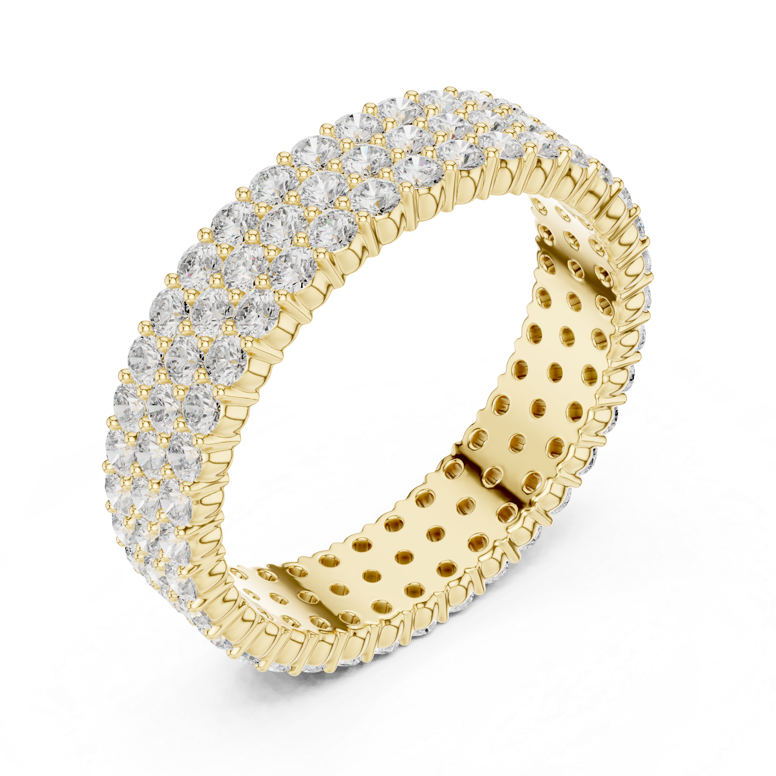 Eternity diamond ring with continuous sparkle.