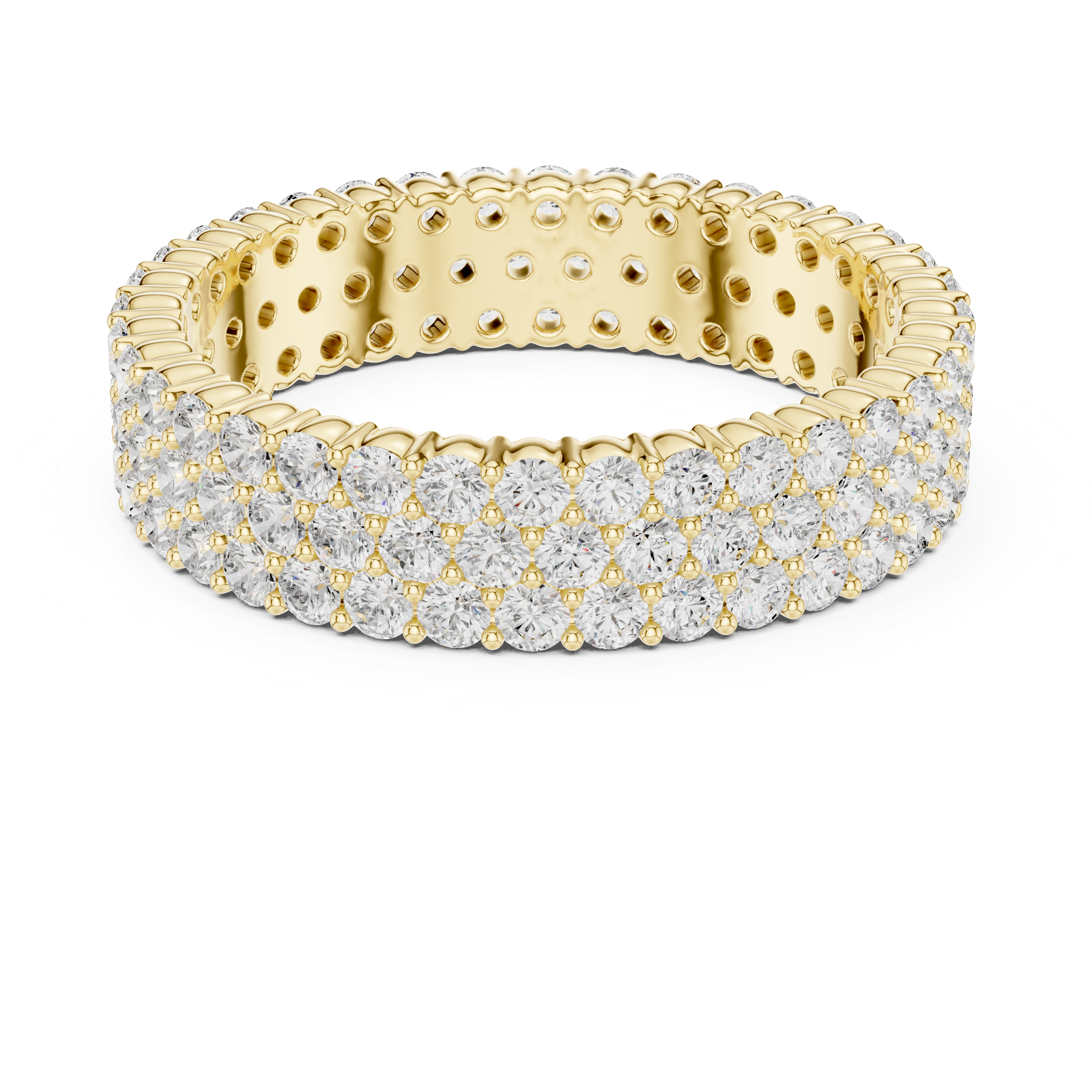 Classic round diamond stud earrings in gold.