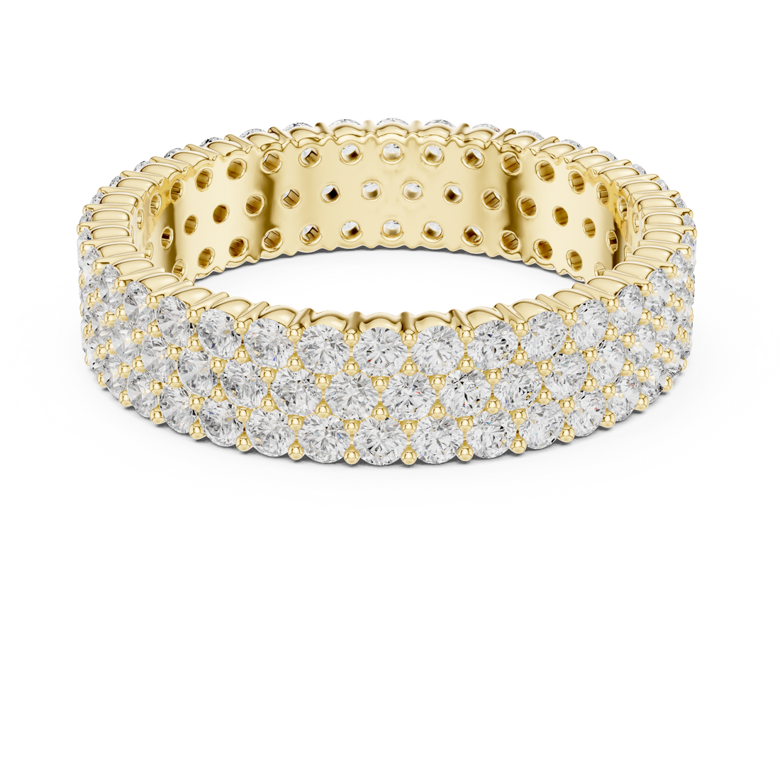 Classic round diamond stud earrings in gold.
