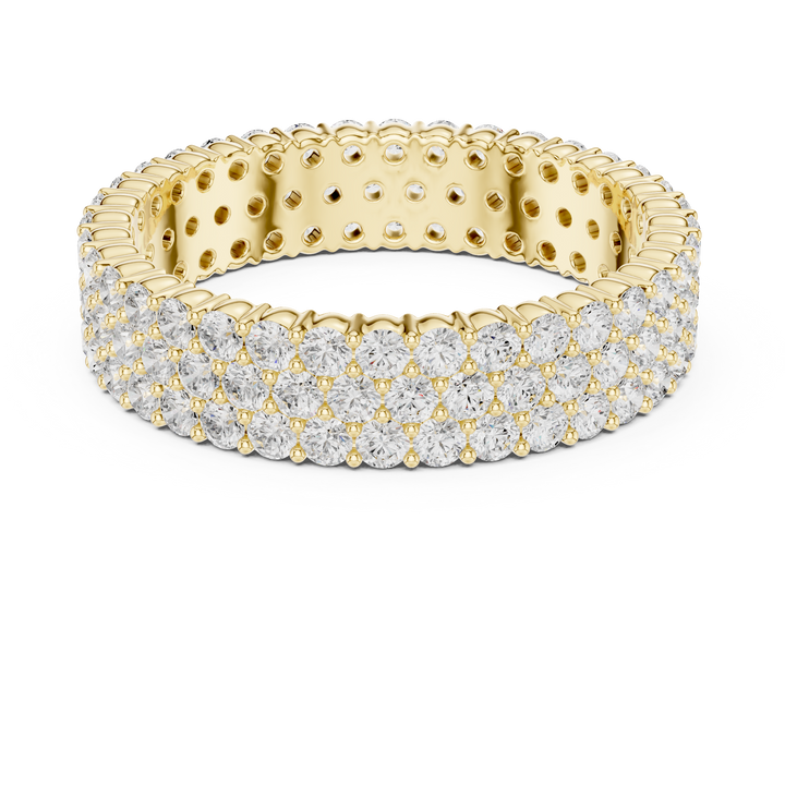 Classic round diamond stud earrings in gold.