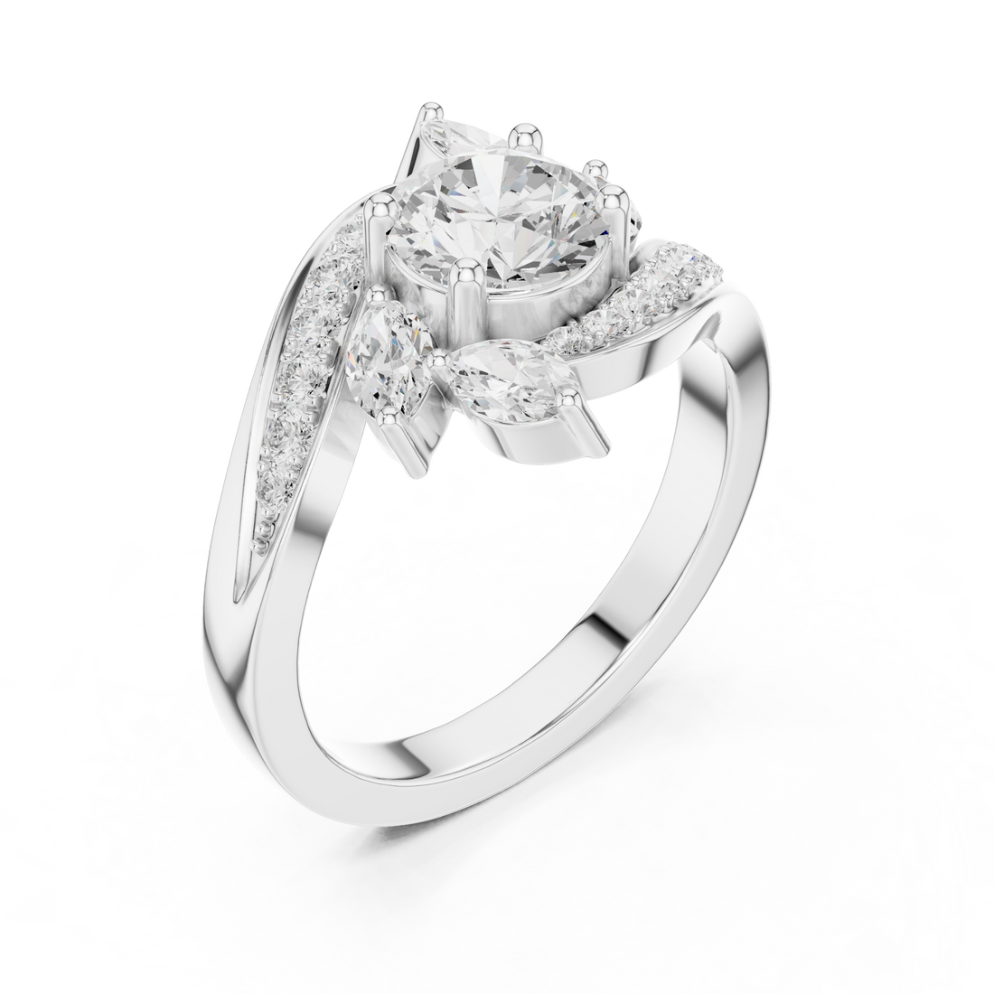 Floral toe ring with carved design.