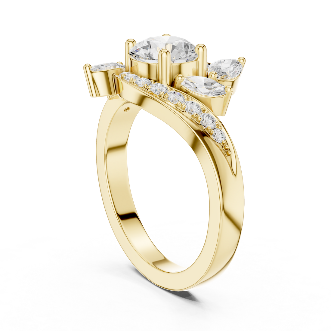 Rose gold solitaire ring with round diamond center.