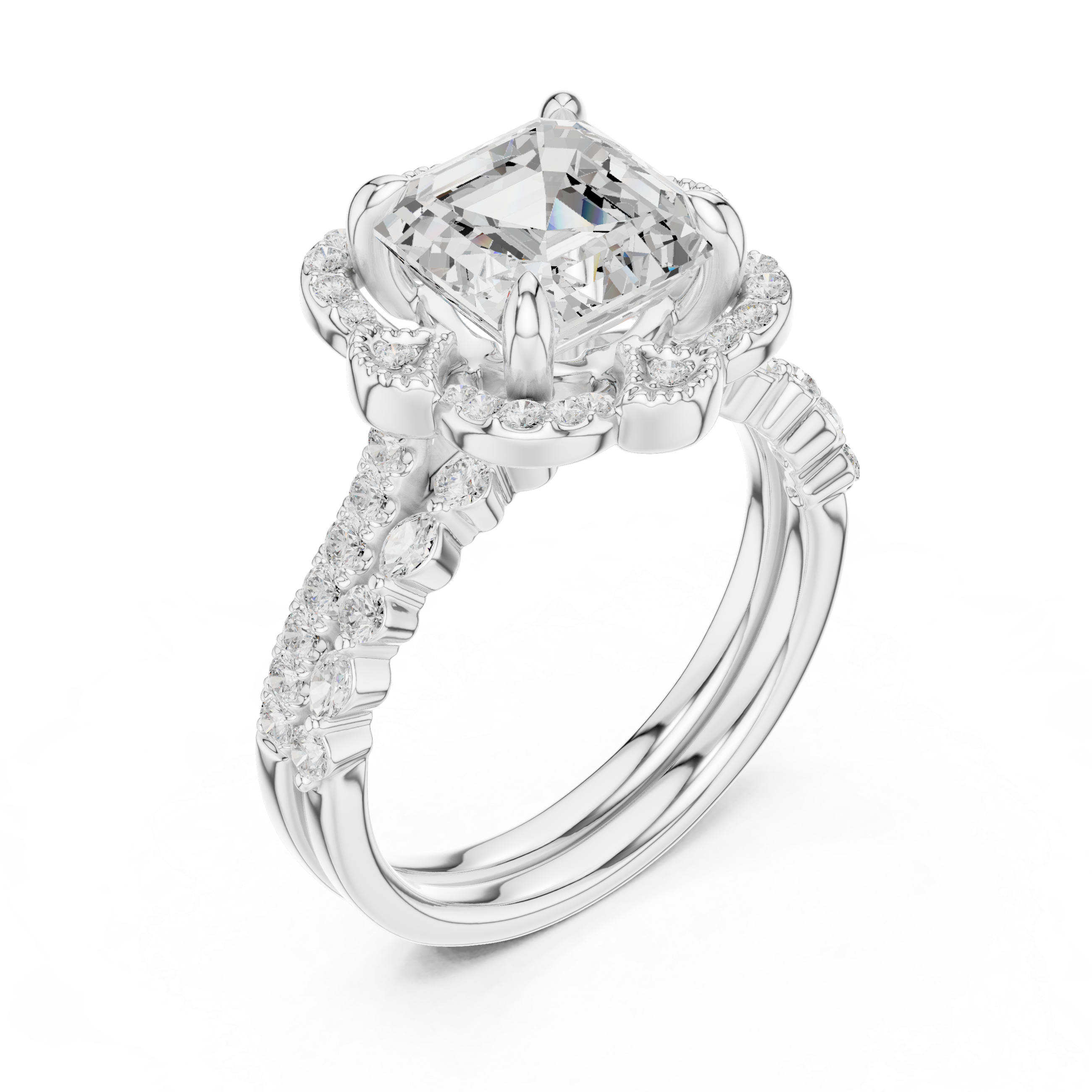 Stackable ring set with multiple thin bands.