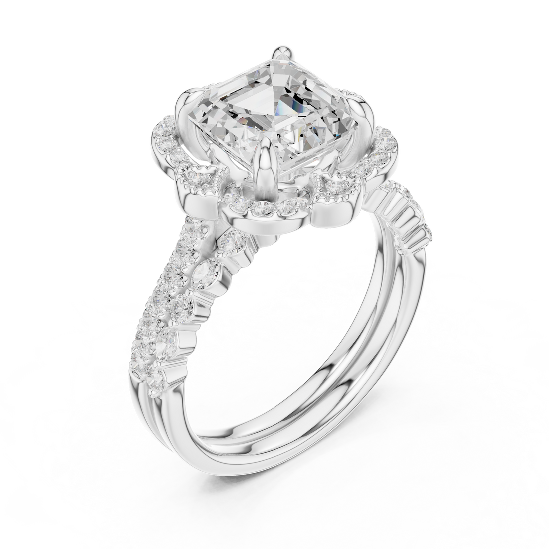 Stackable ring set with multiple thin bands.