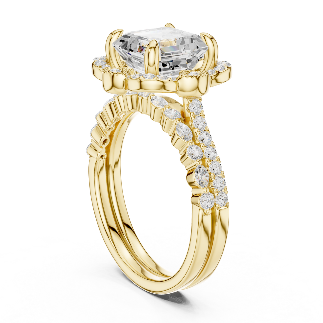 Eternity ring with continuous diamond row.