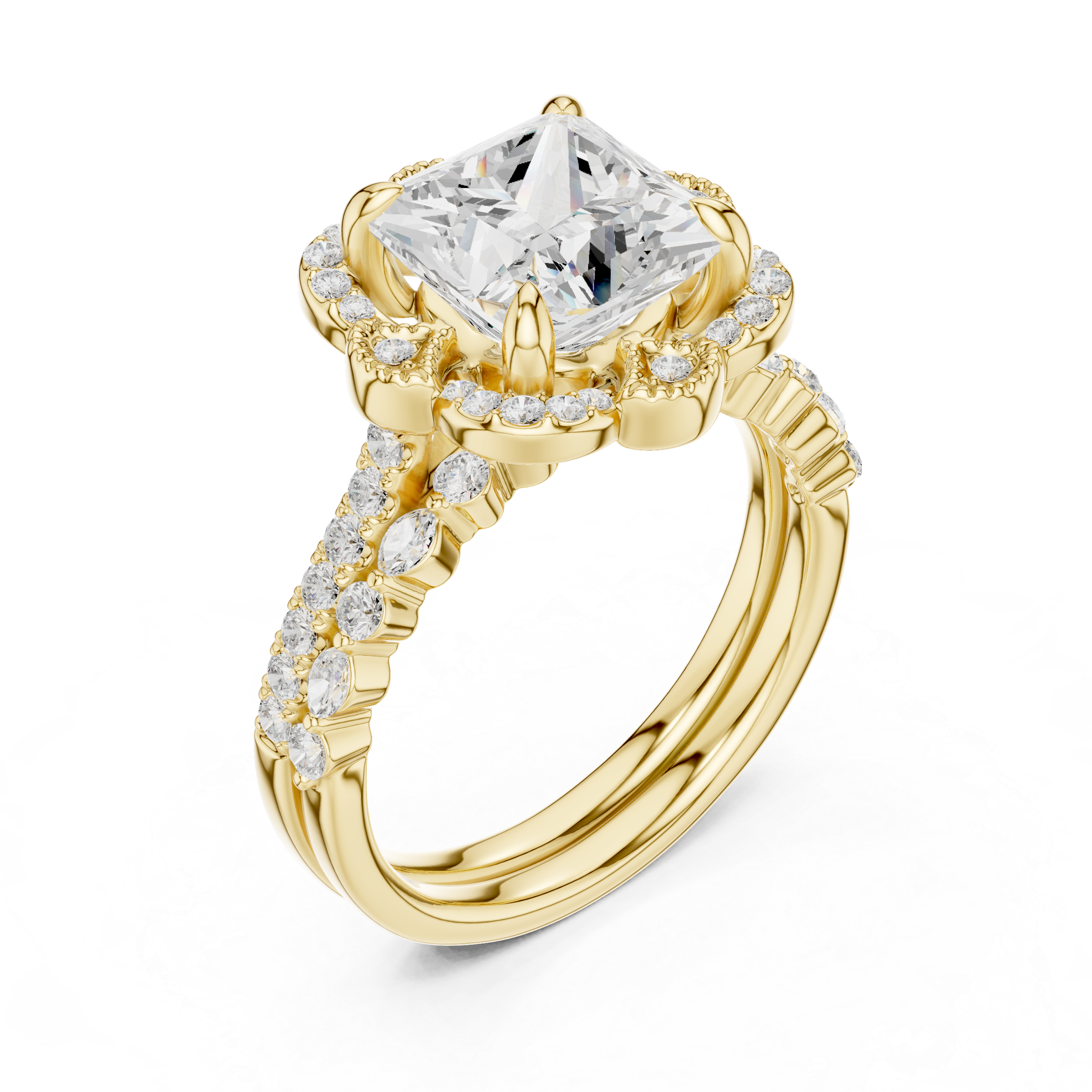 Floral toe ring with carved detail.