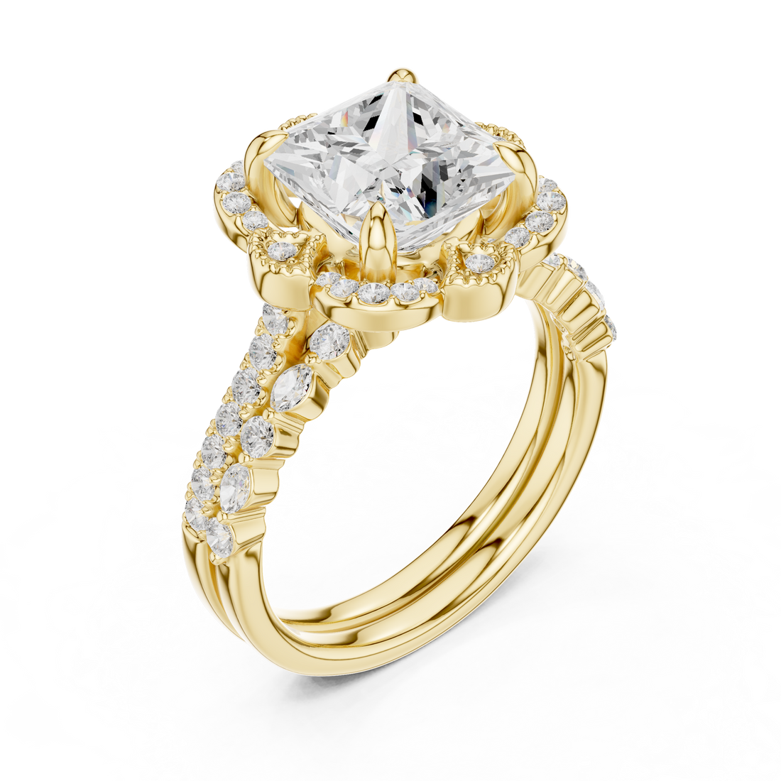 Floral toe ring with carved detail.