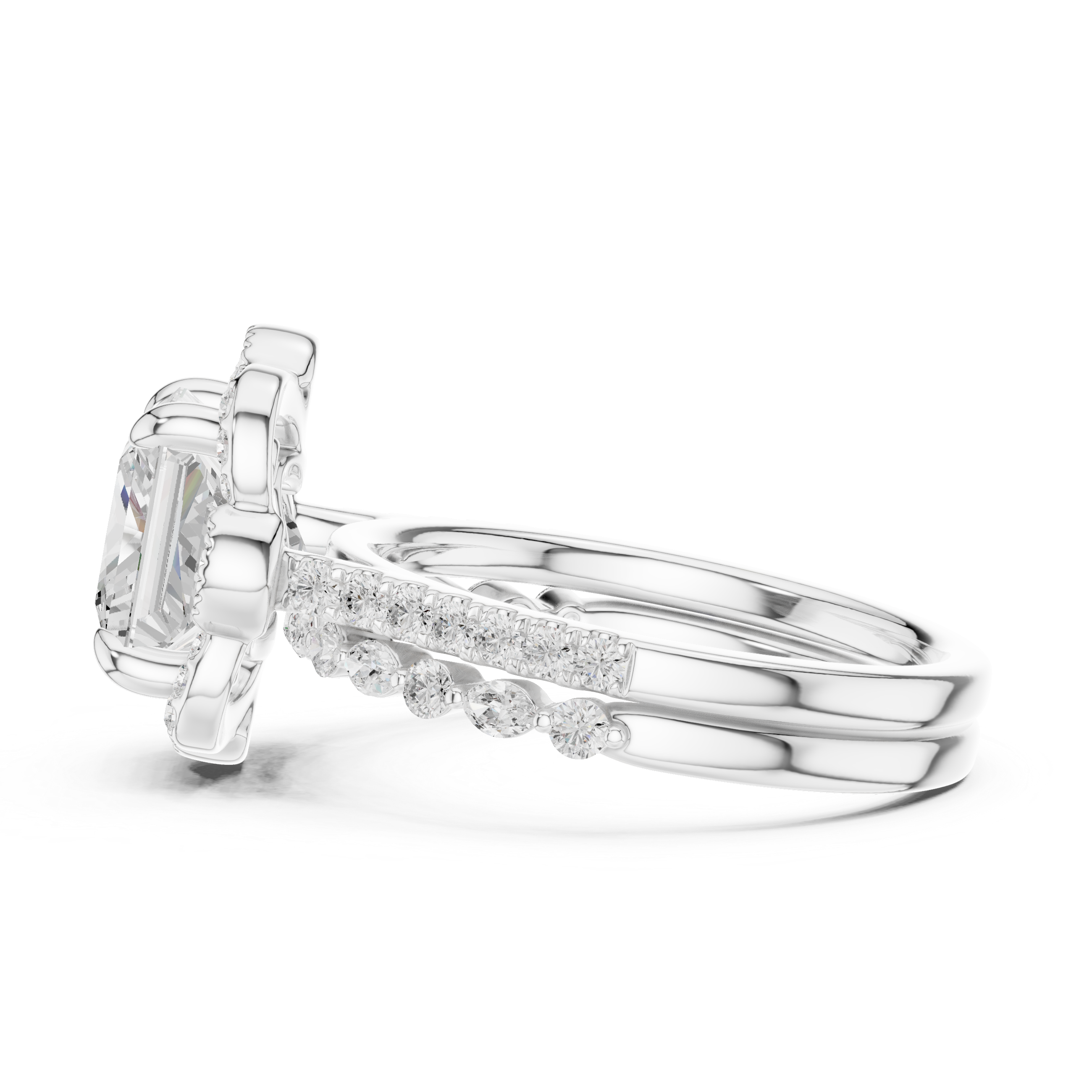 Round solitaire engagement ring with elegant band.