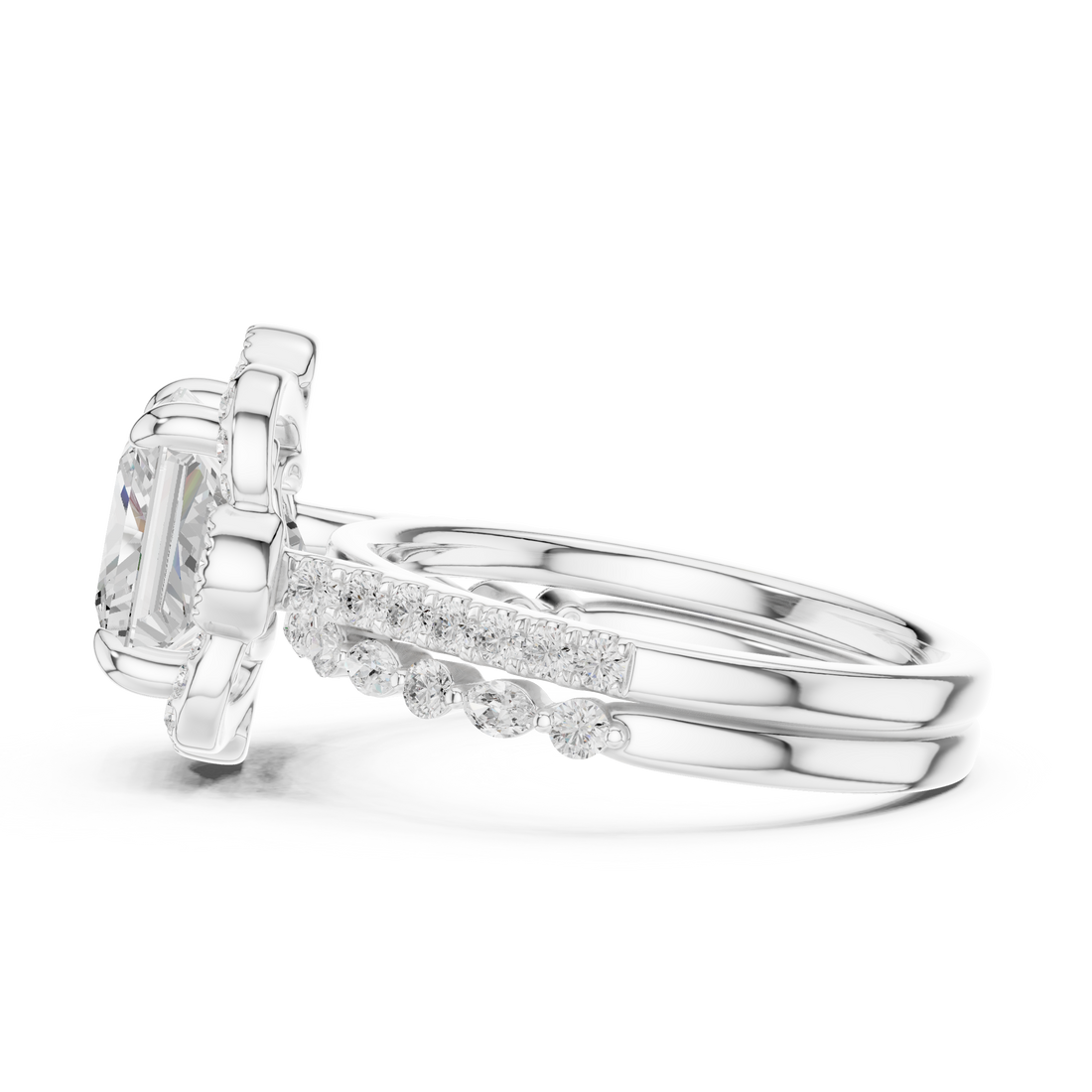 Round solitaire engagement ring with elegant band.