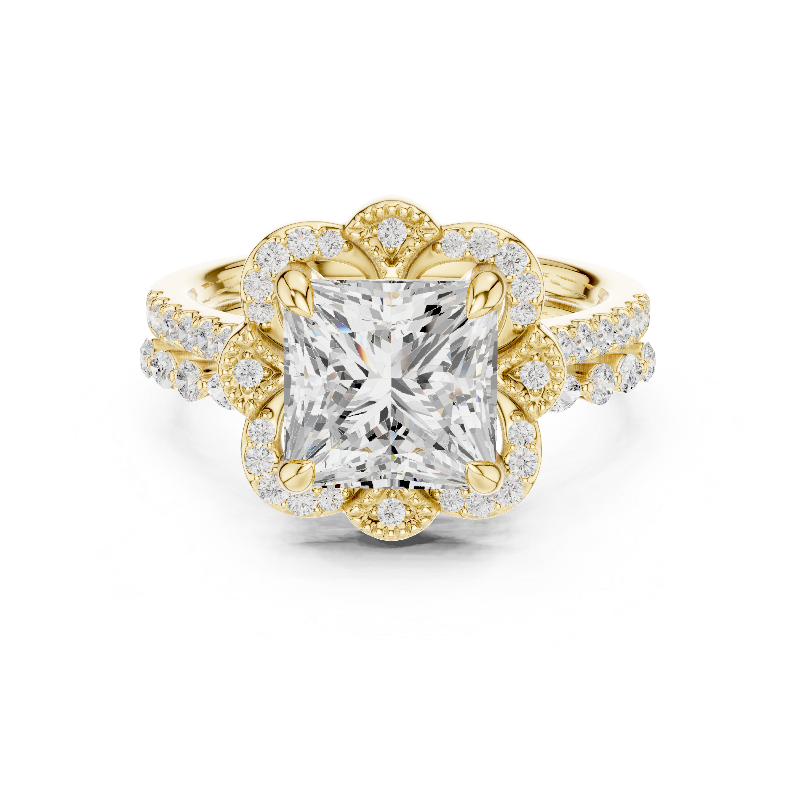 Princess-cut diamond ring with sleek finish.
