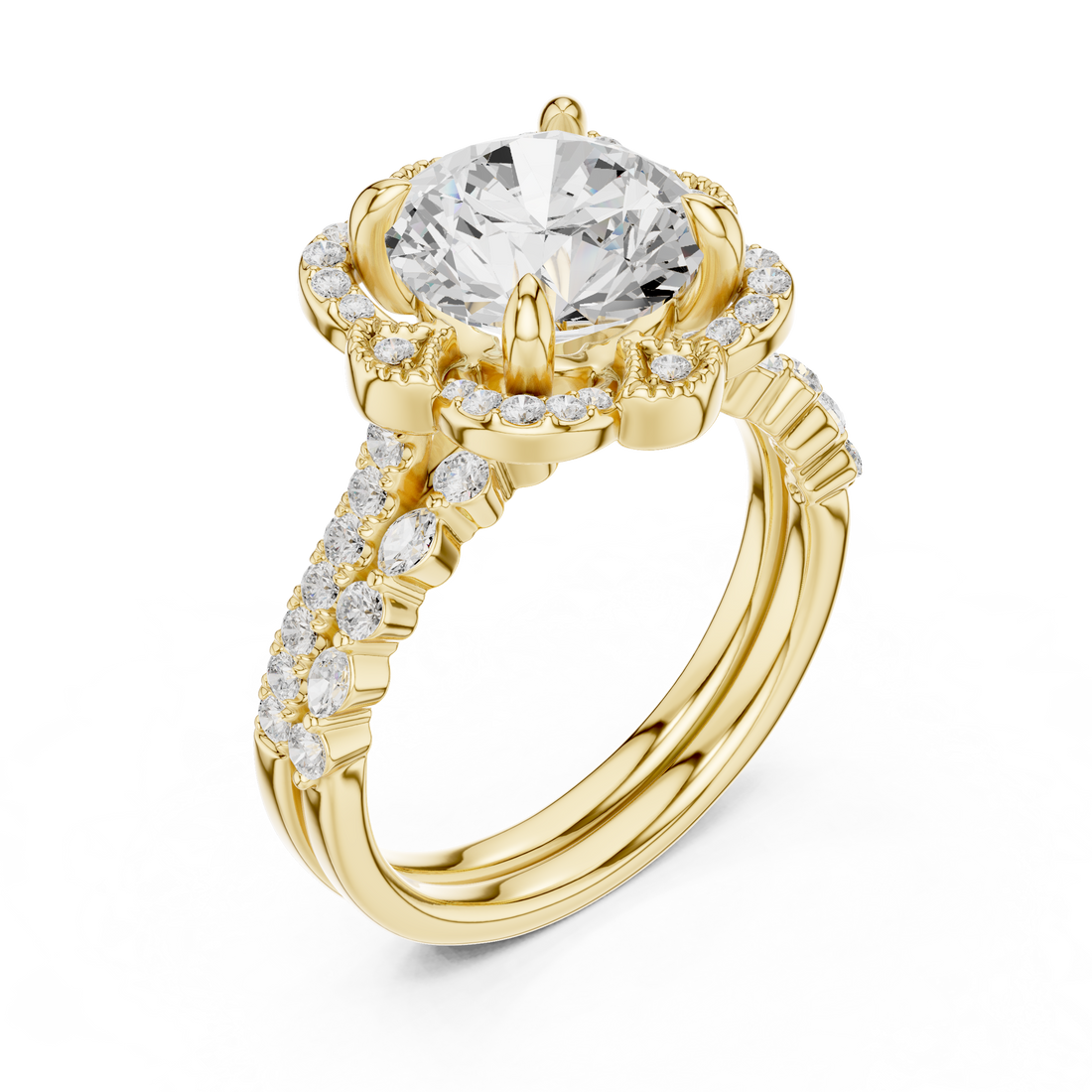Gold wedding jewellery set with classic design.