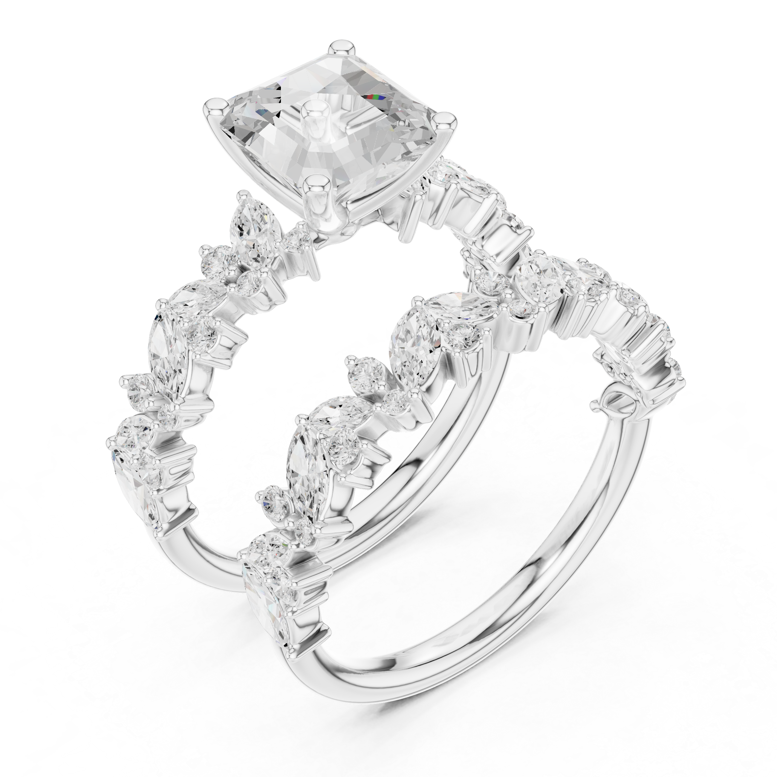 Three stone  with accent diamonds