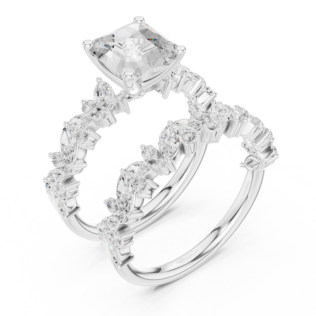 Three stone  with accent diamonds