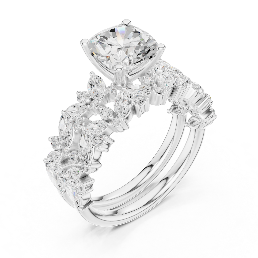 Three stone  with accent diamonds