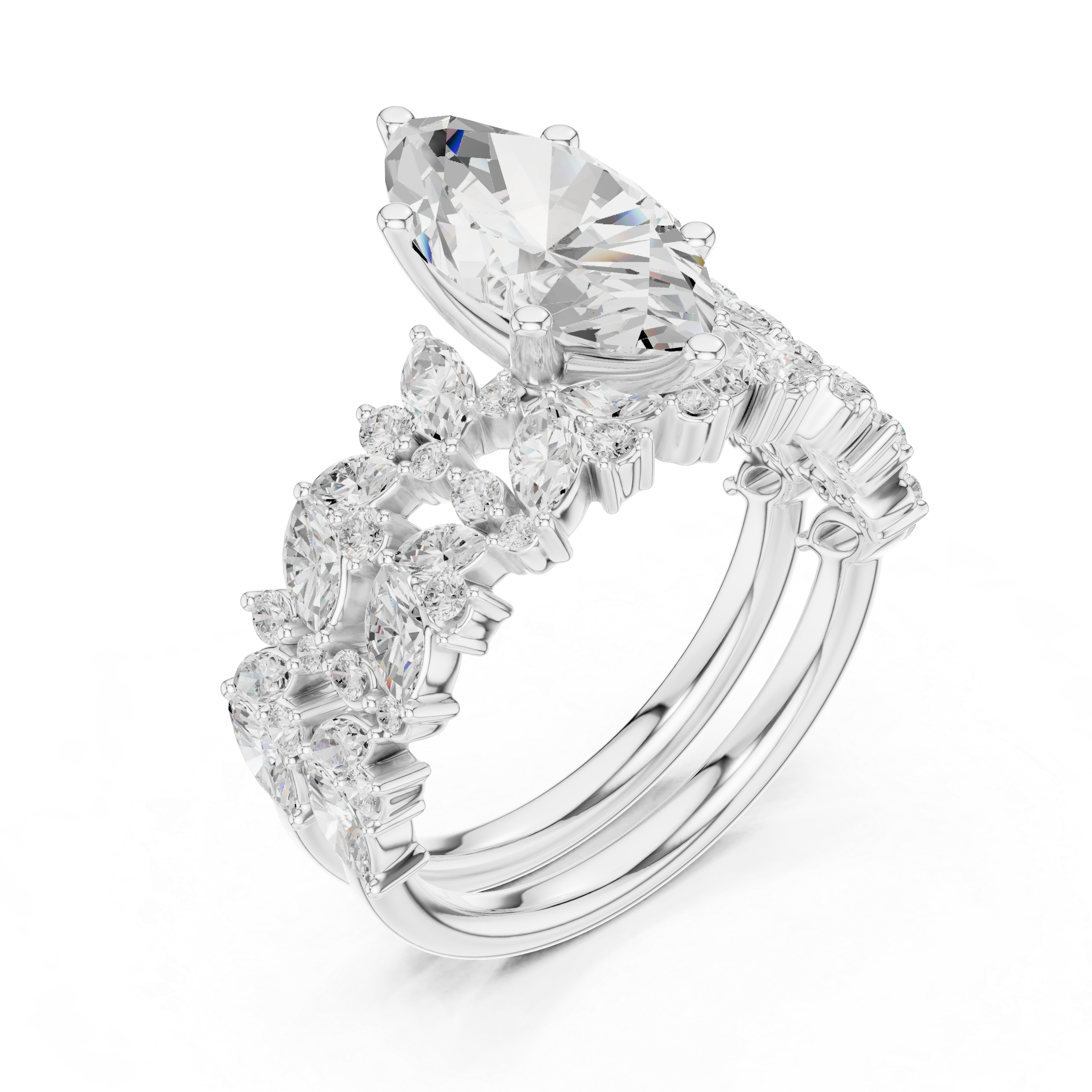 Three stone  with accent diamonds