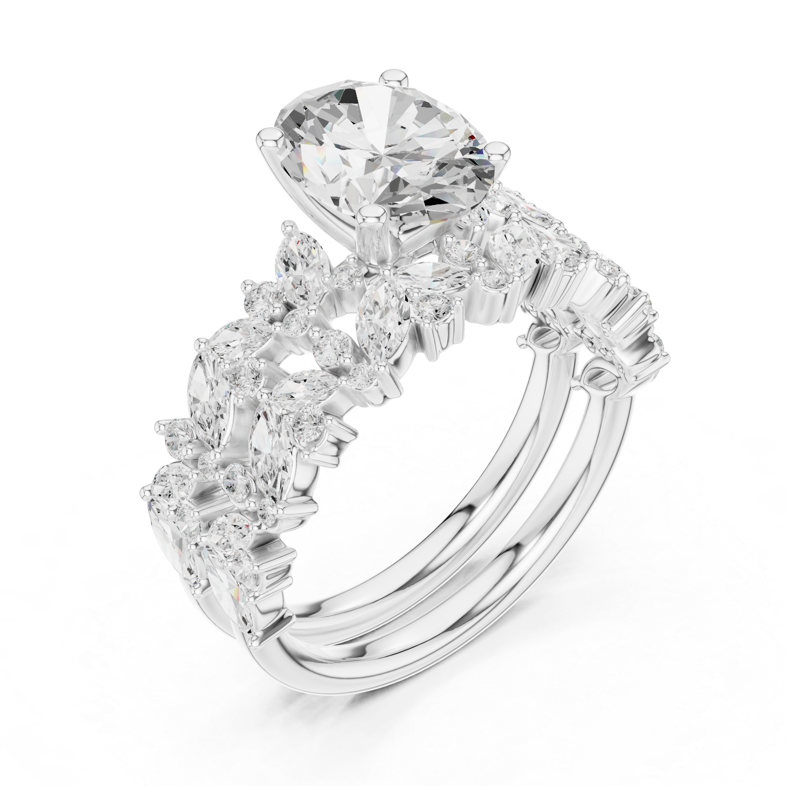 Three stone  with accent diamonds
