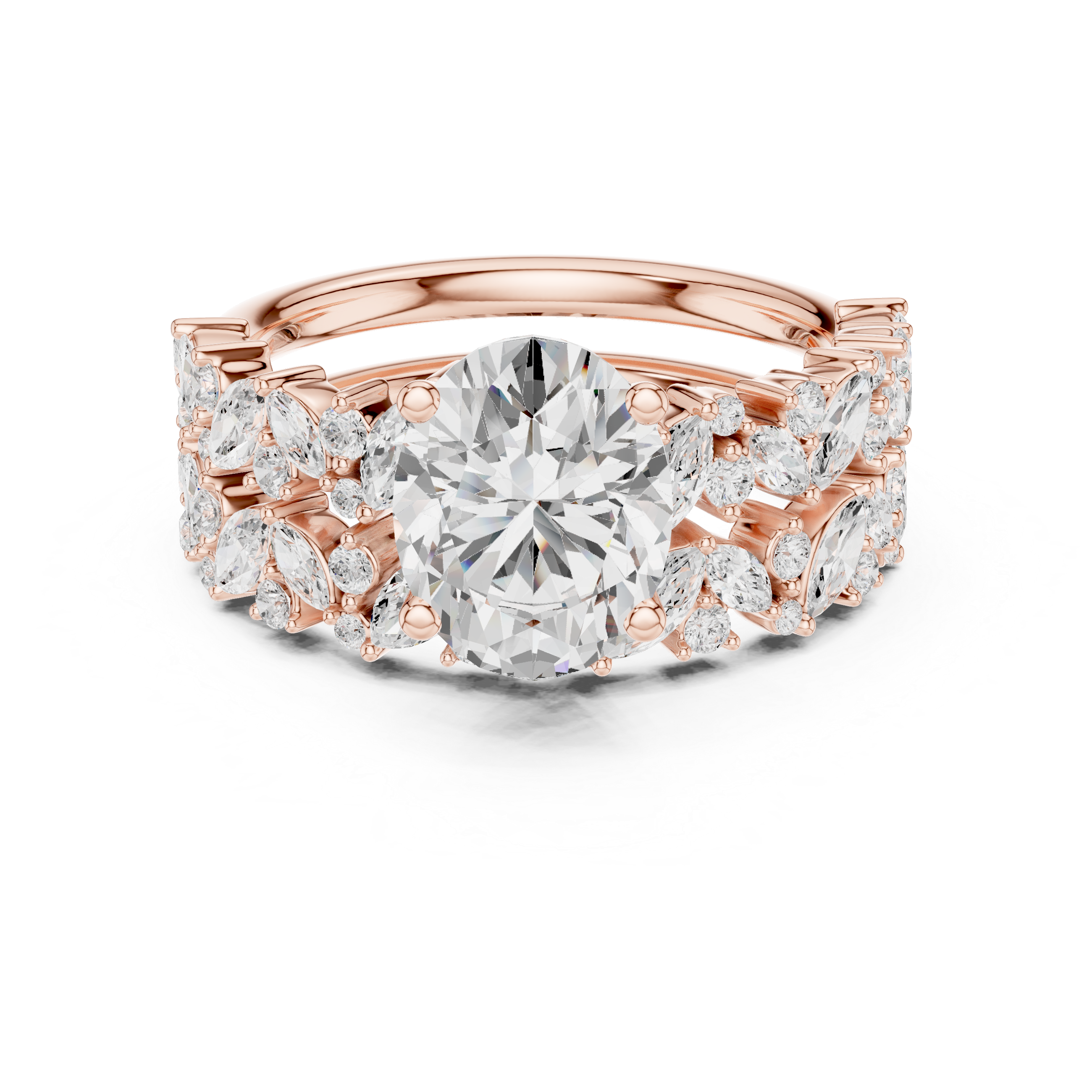 Timeless Oval Cut Diamond Engagement Ring with Marquise Accents accent stones classic look
