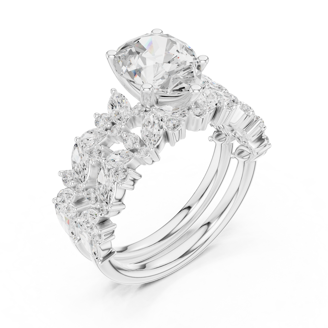 Three stone  with accent diamonds