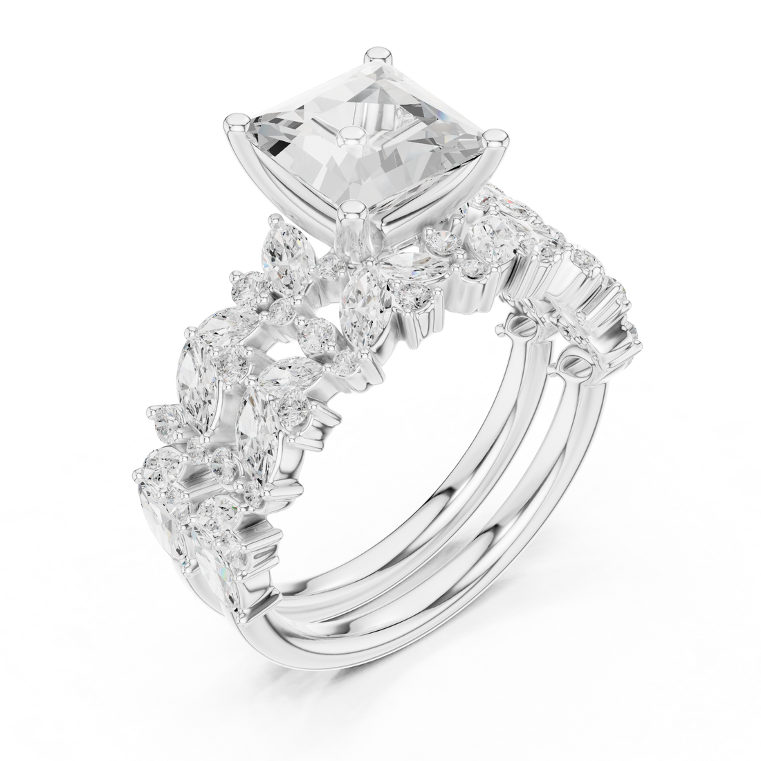 Three stone  with accent diamonds