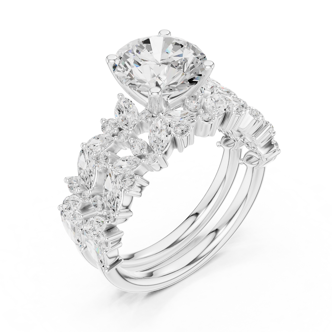 Three stone  with accent diamonds