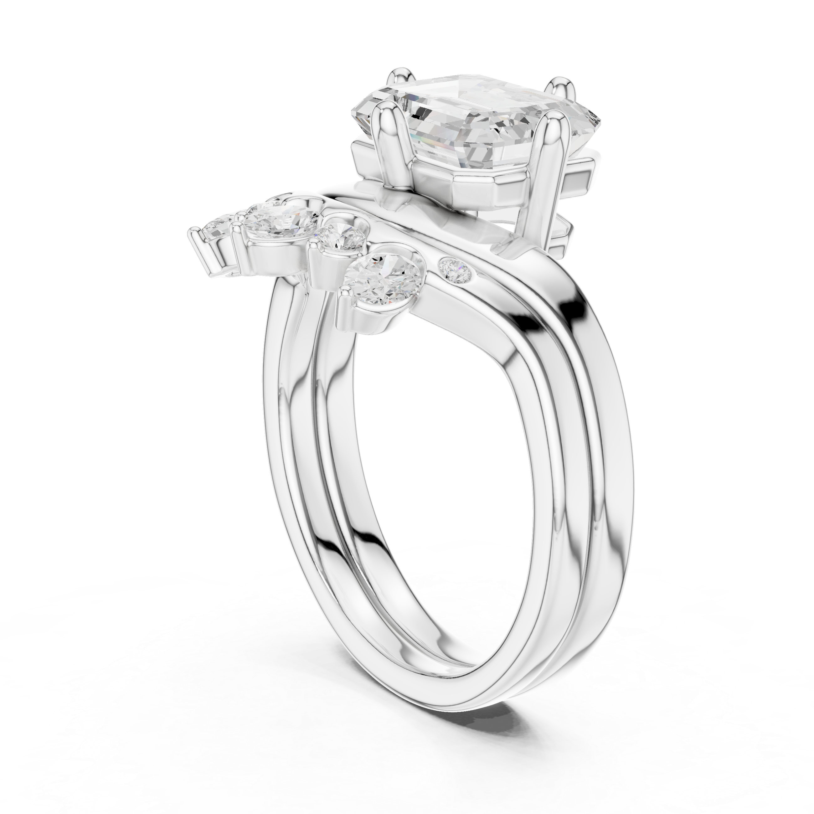 Infinity style ring with twisted metal design.