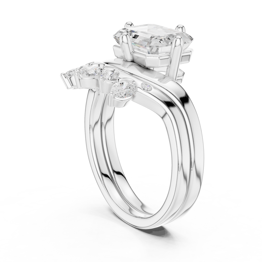 Infinity style ring with twisted metal design.